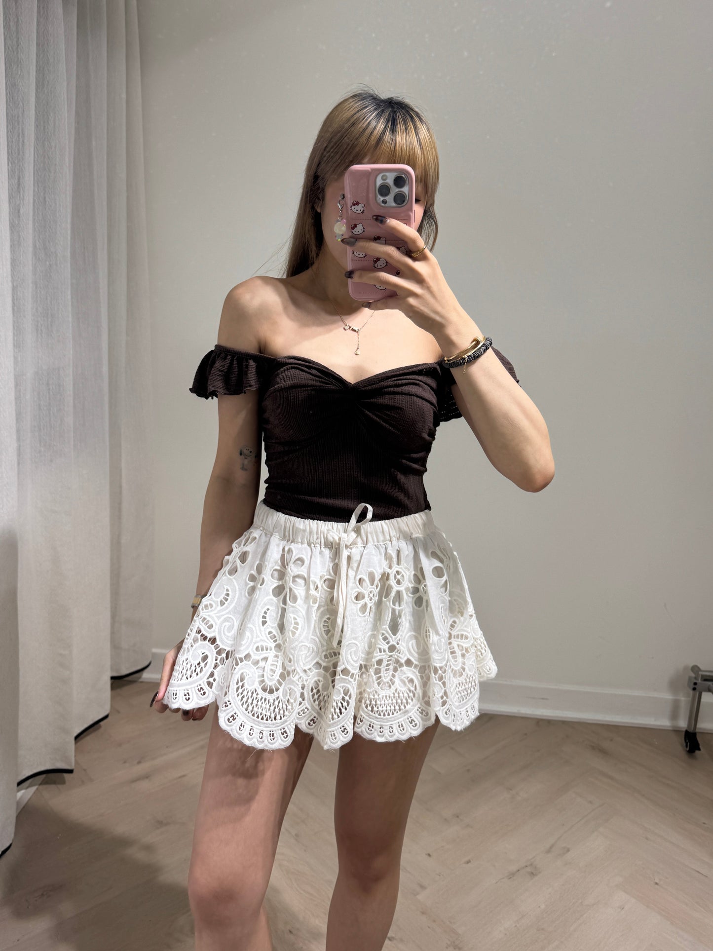 小通花RUFFLE兩著背心 ( 黑/啡/米白 )
