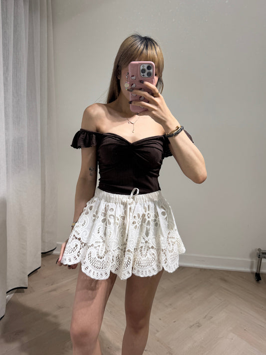 小通花RUFFLE兩著背心 ( 黑/啡/米白 )