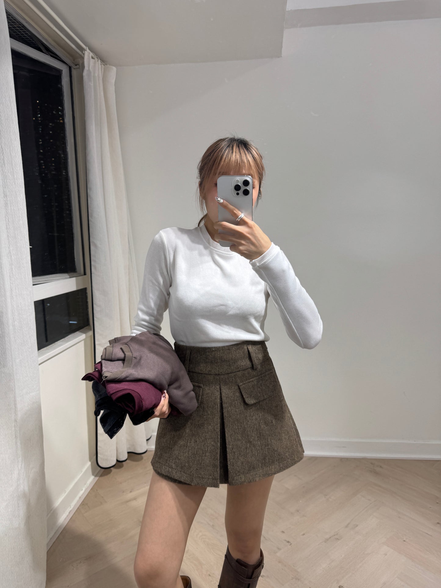 網網邊純綿打底上衣 ( 白/啡/酒紅/深灰 )