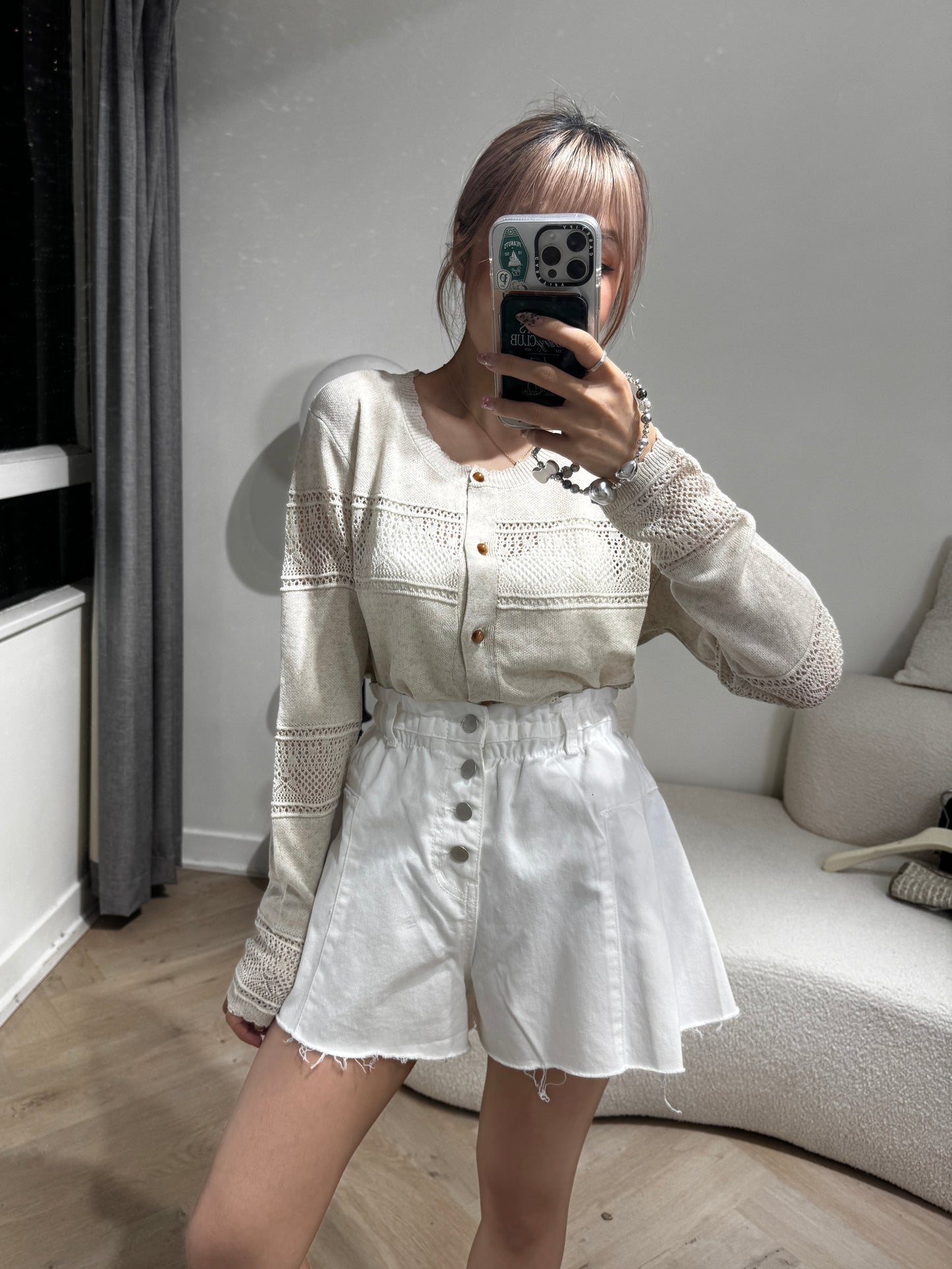 燕麥色花紋外套