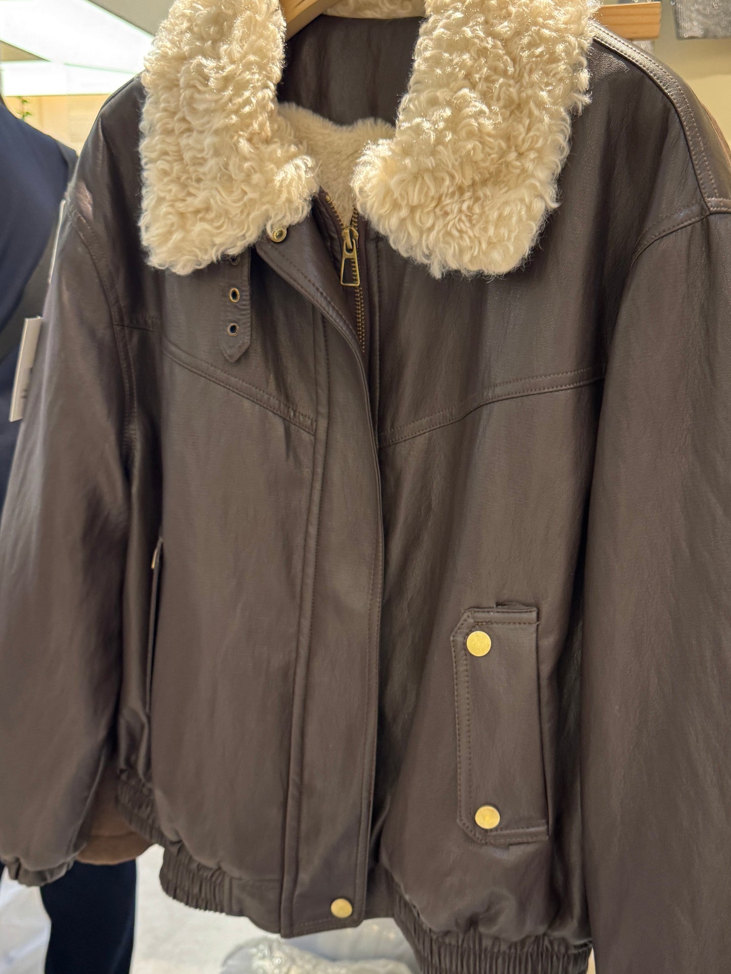 毛領仿皮外套 ( 米/黑/深啡 )