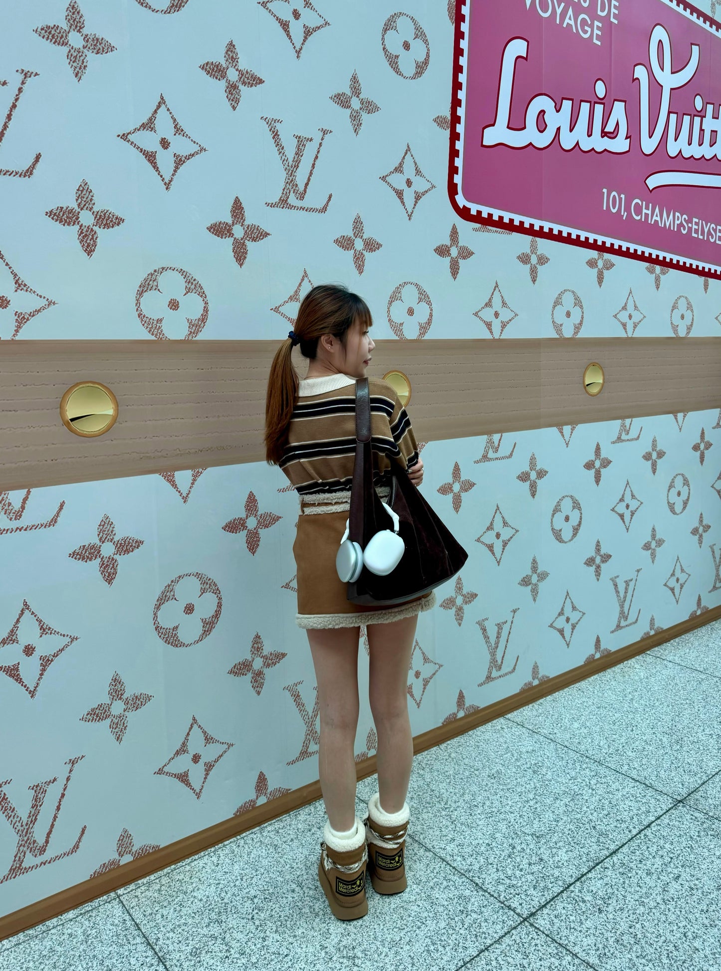 羊羔毛邊麂布短裙 S/M