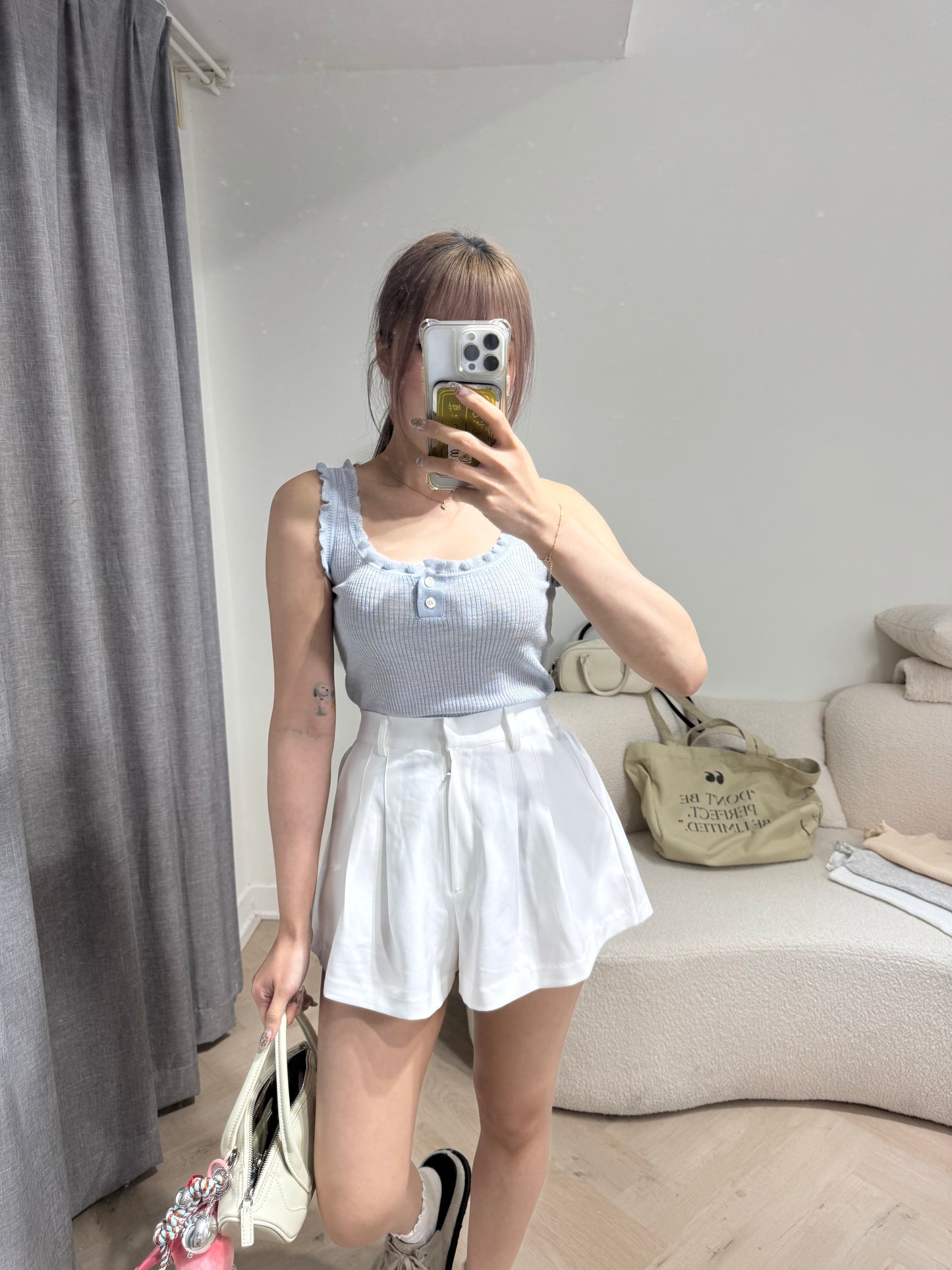 小花邊背心 ( 黑/白/灰/黃/藍 )