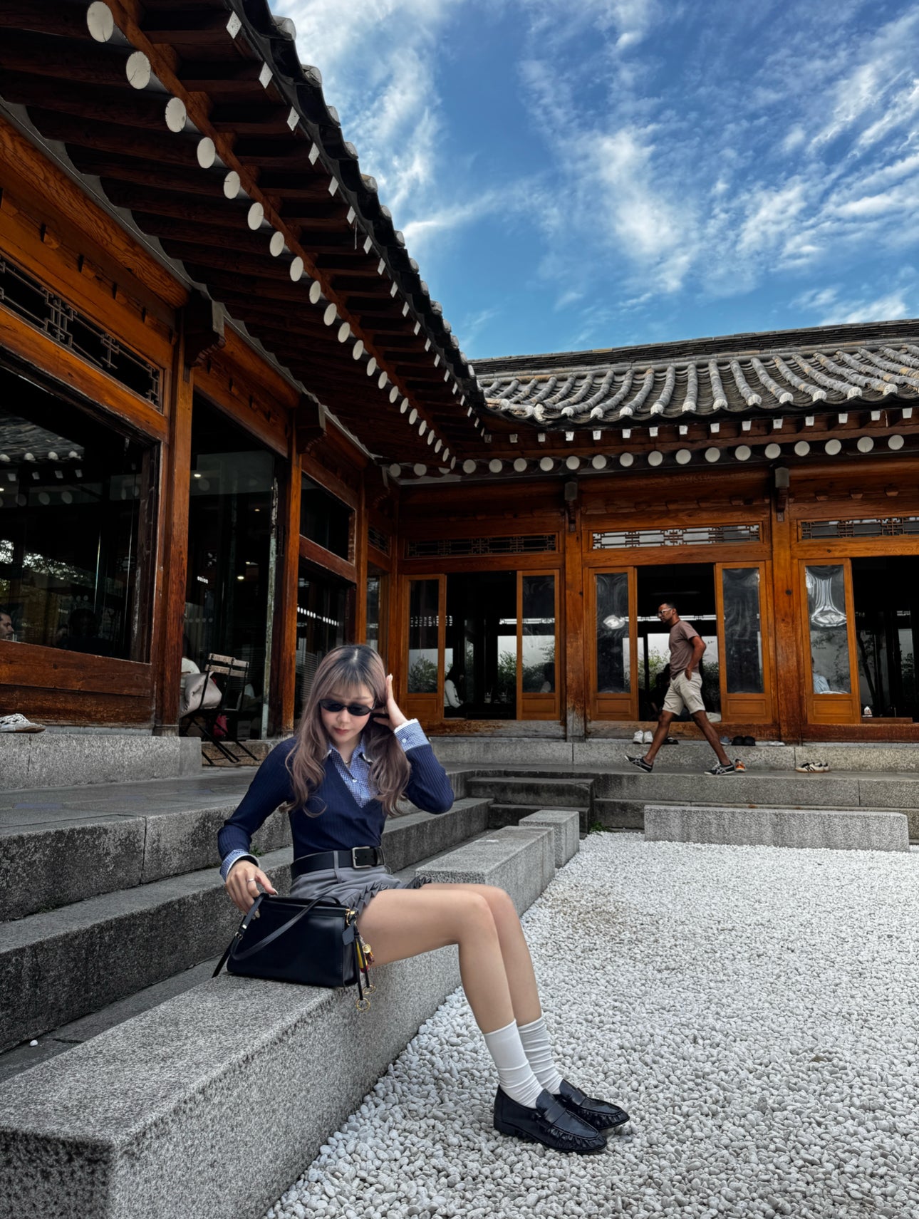 挺西裝料雙層百摺裙褲 ( 灰/啡 )