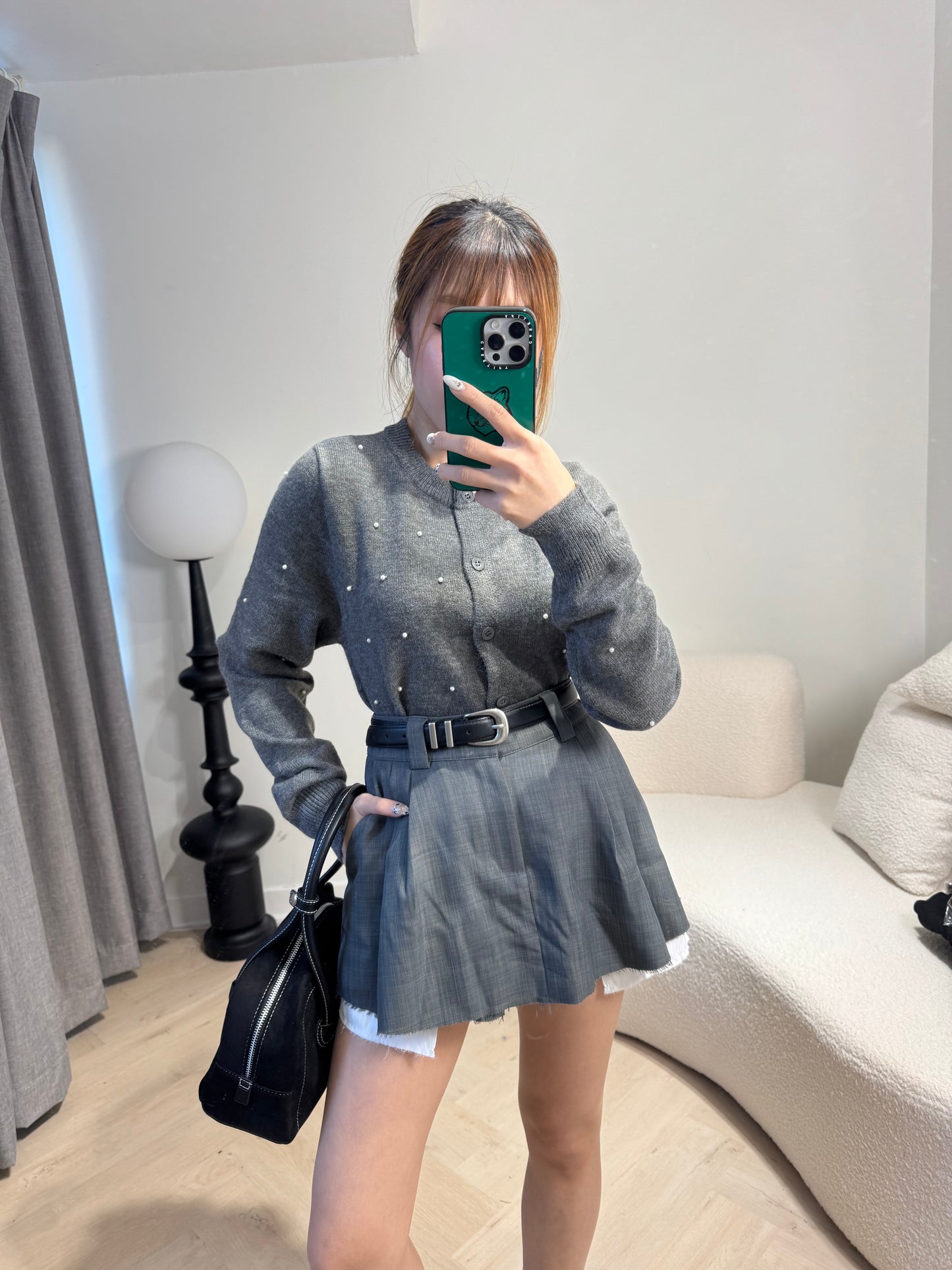 細珍珠外套 ( 黑/灰 )