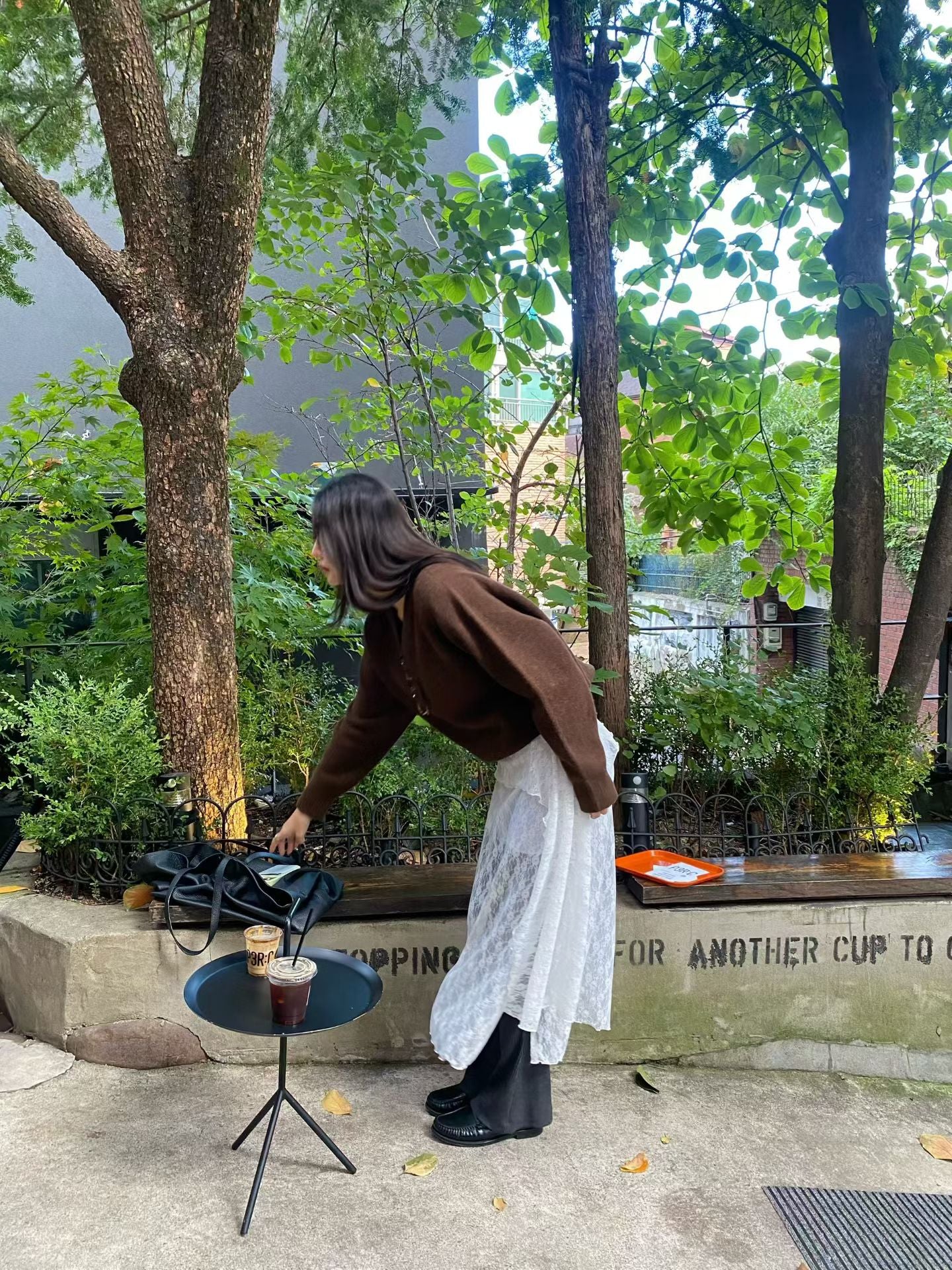 LACE層次開叉長裙 ( 黑/白/啡 )