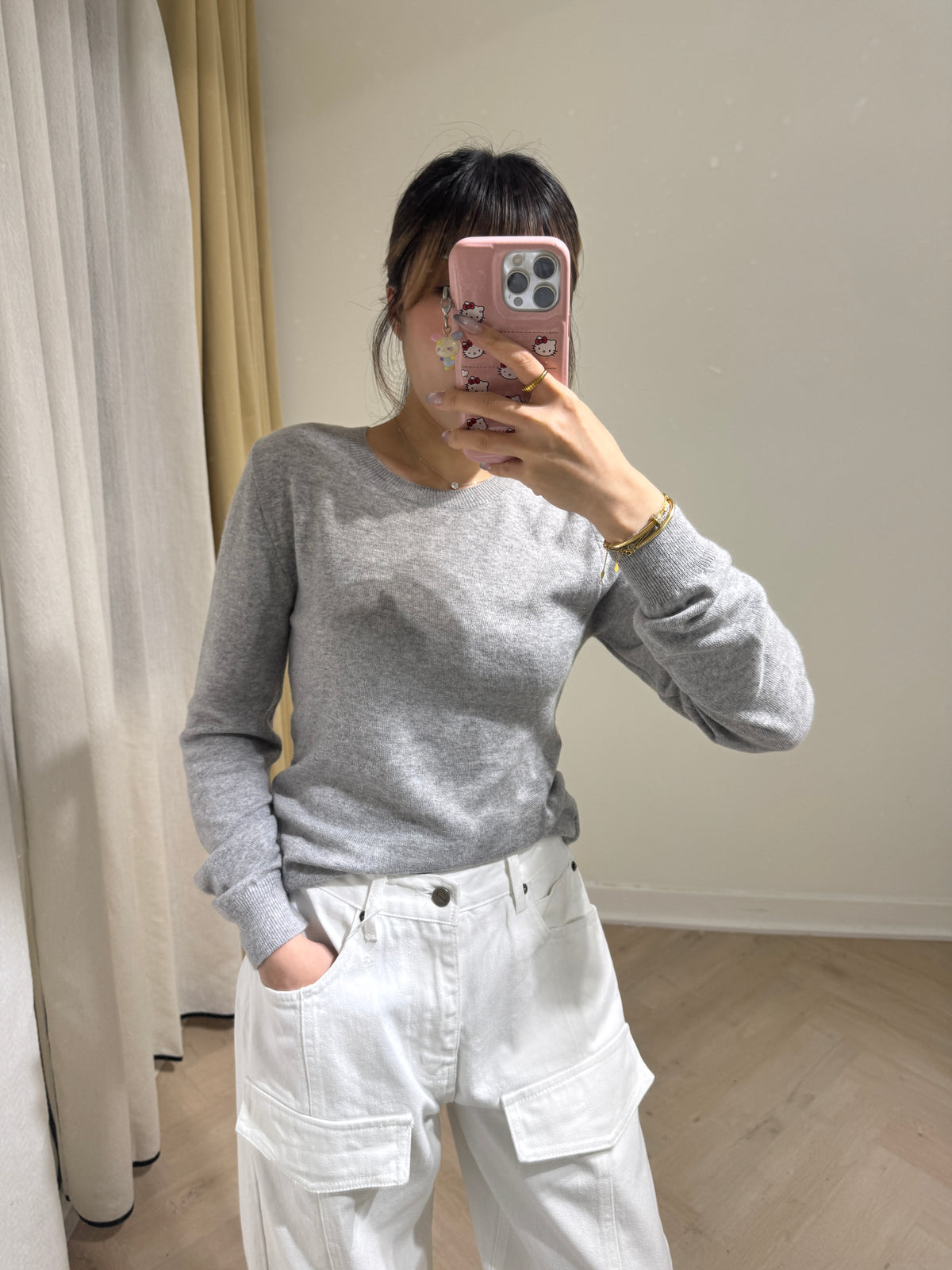 小露背羊毛上衣 ( 灰/寶藍 )