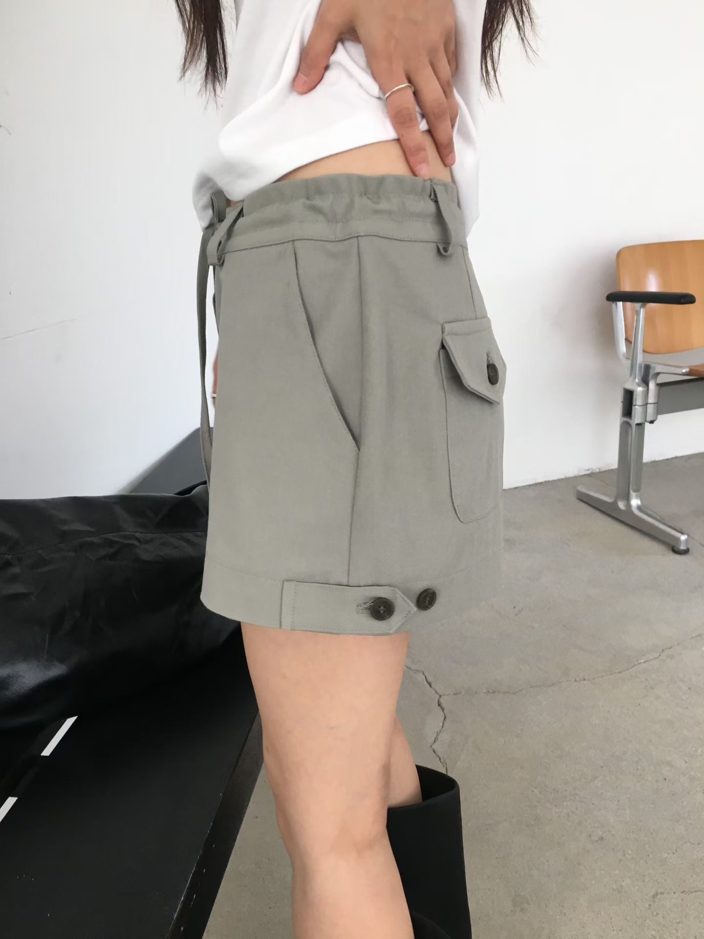 索腰繩短褲 ( 軍綠/杏 )