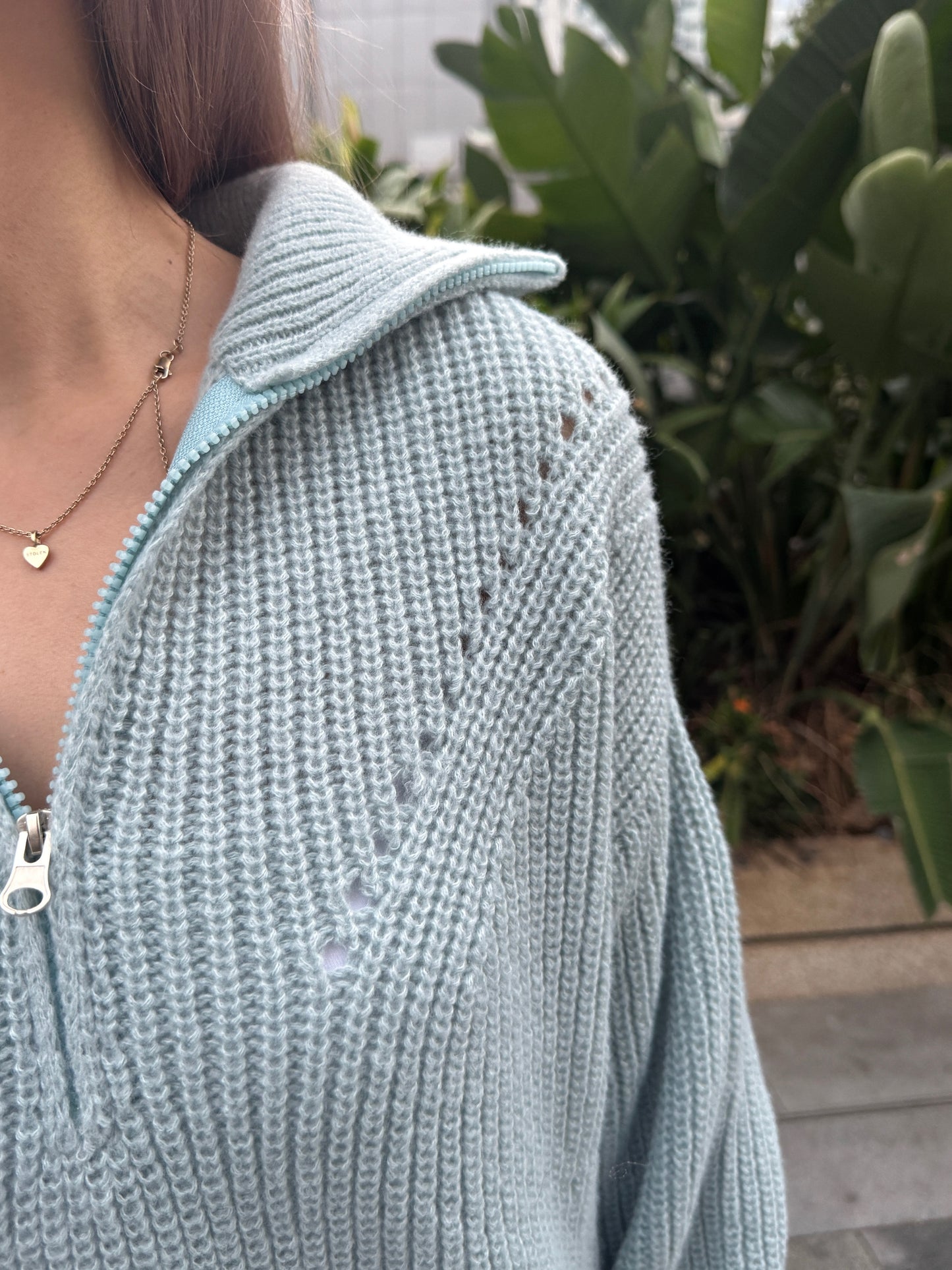 反領拉鍊冷線上衣 ( 五色 )