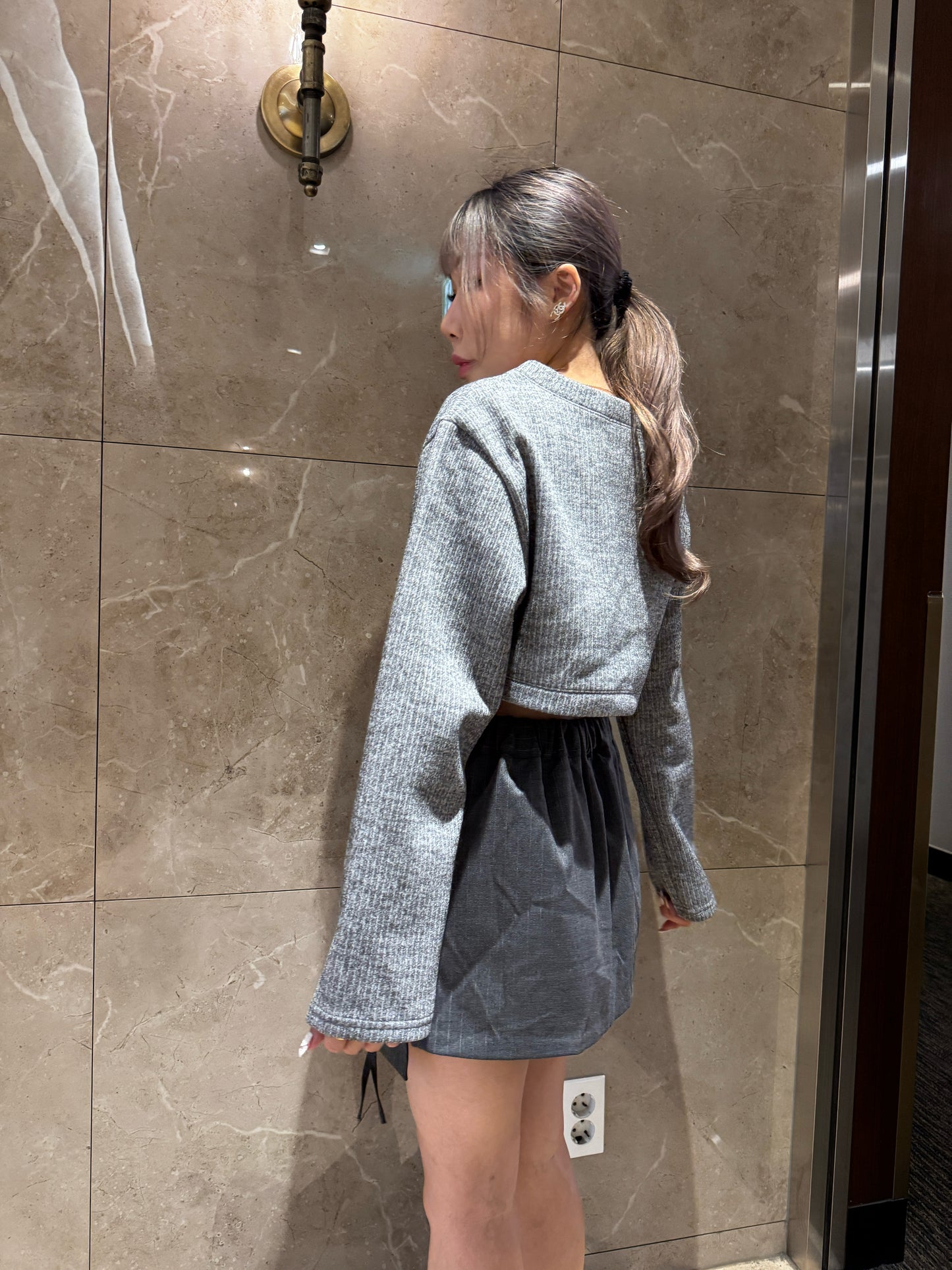 牛角扣線料短外套 ( 黑/灰/啡 )