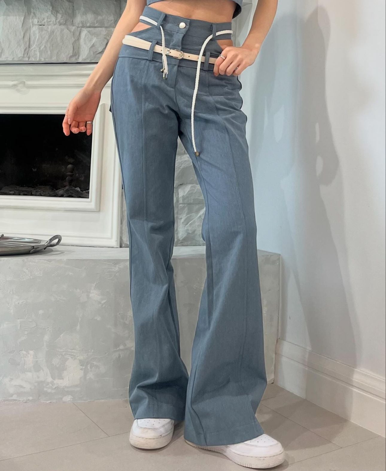 兩旁鏤空長褲 ( 啡/灰 ) S/M