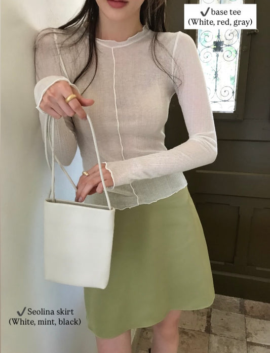 透薄木耳邊上衣 ( 黑/白/淺灰/酒紅 )