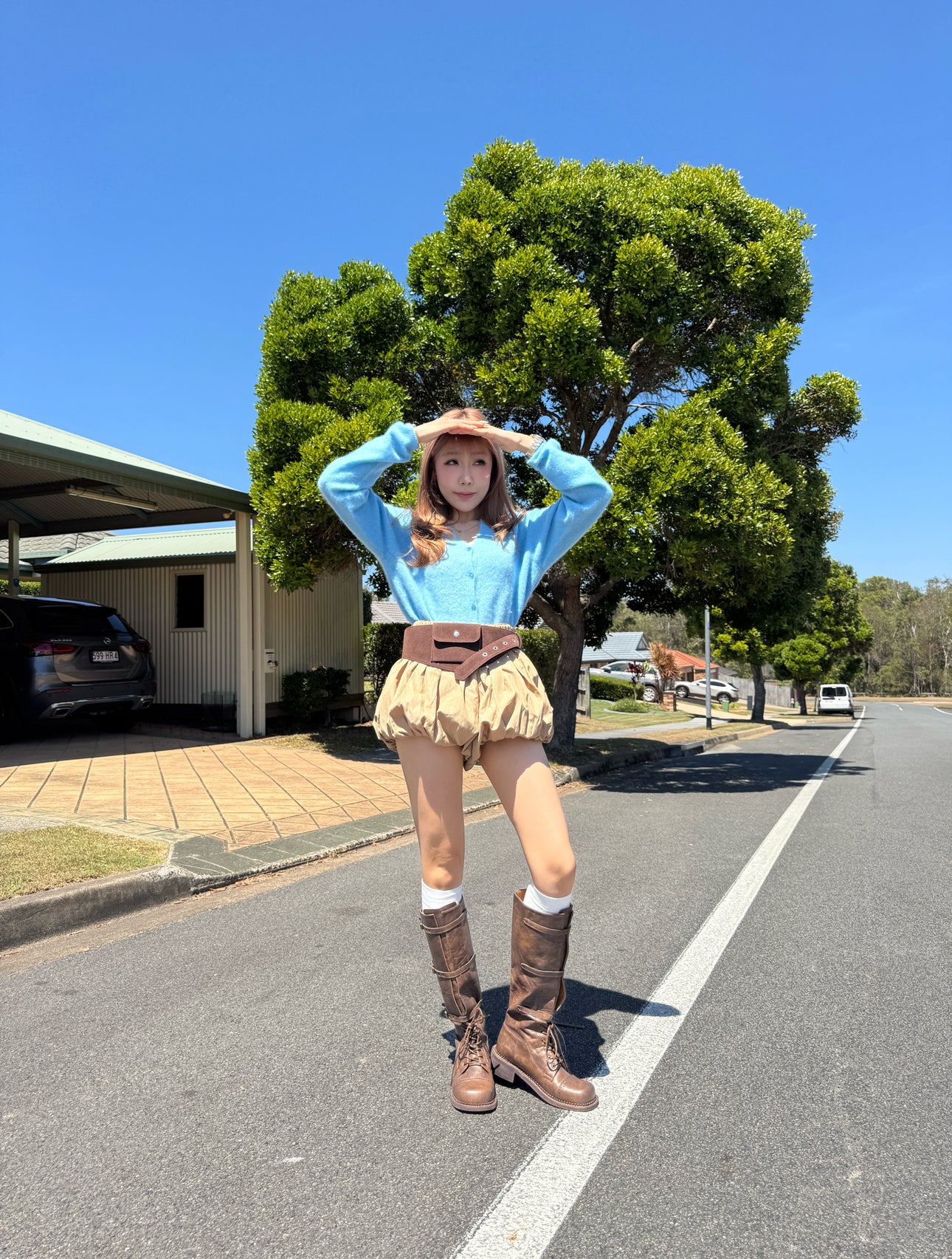 三間幼BELT長BOOT ( 啡/黑 )