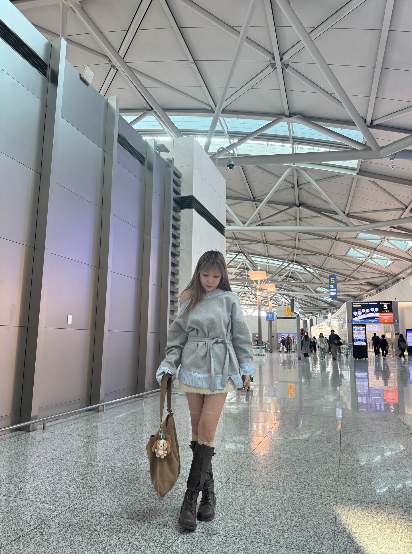 併恤衫邊綁帶衛衣 ( 黑/灰 )