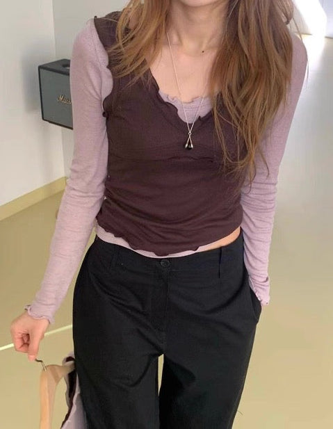 木耳邊上衣 + 背心 ( 分拆買/五色 )