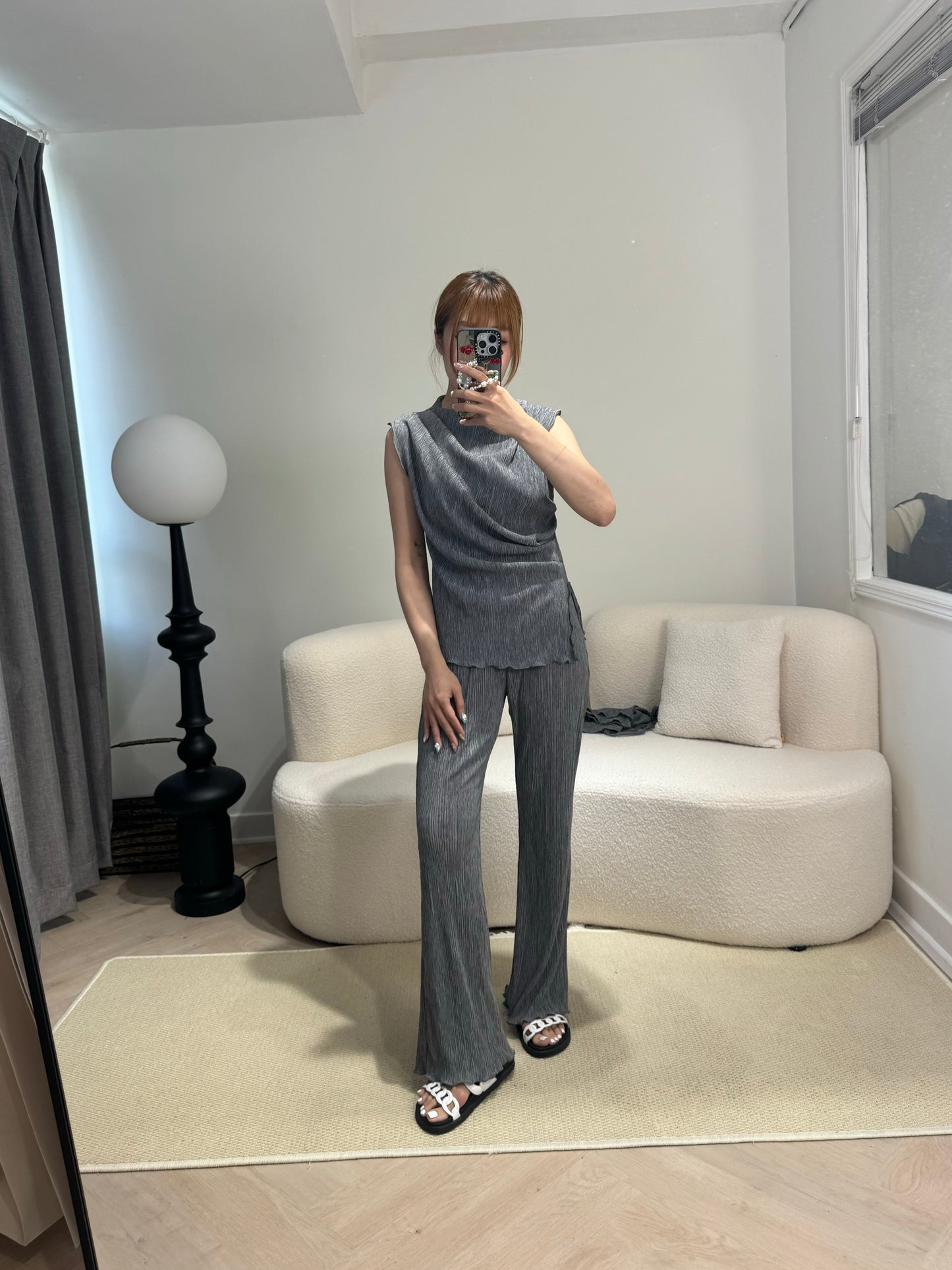 直樹紋背心+長褲套裝 ( 黑/米/啡/灰 )