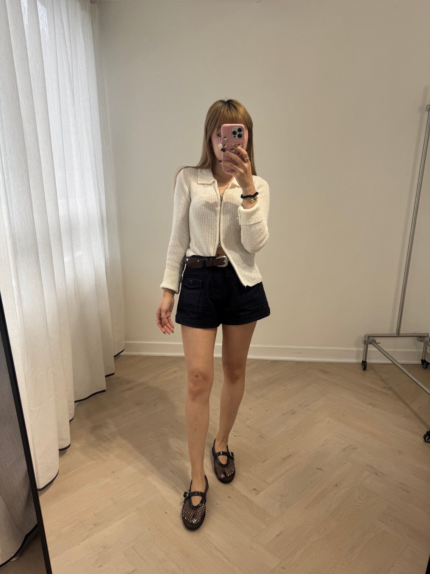 粒粒線有領拉鍊上衣外套 ( 白/藍/綠 )