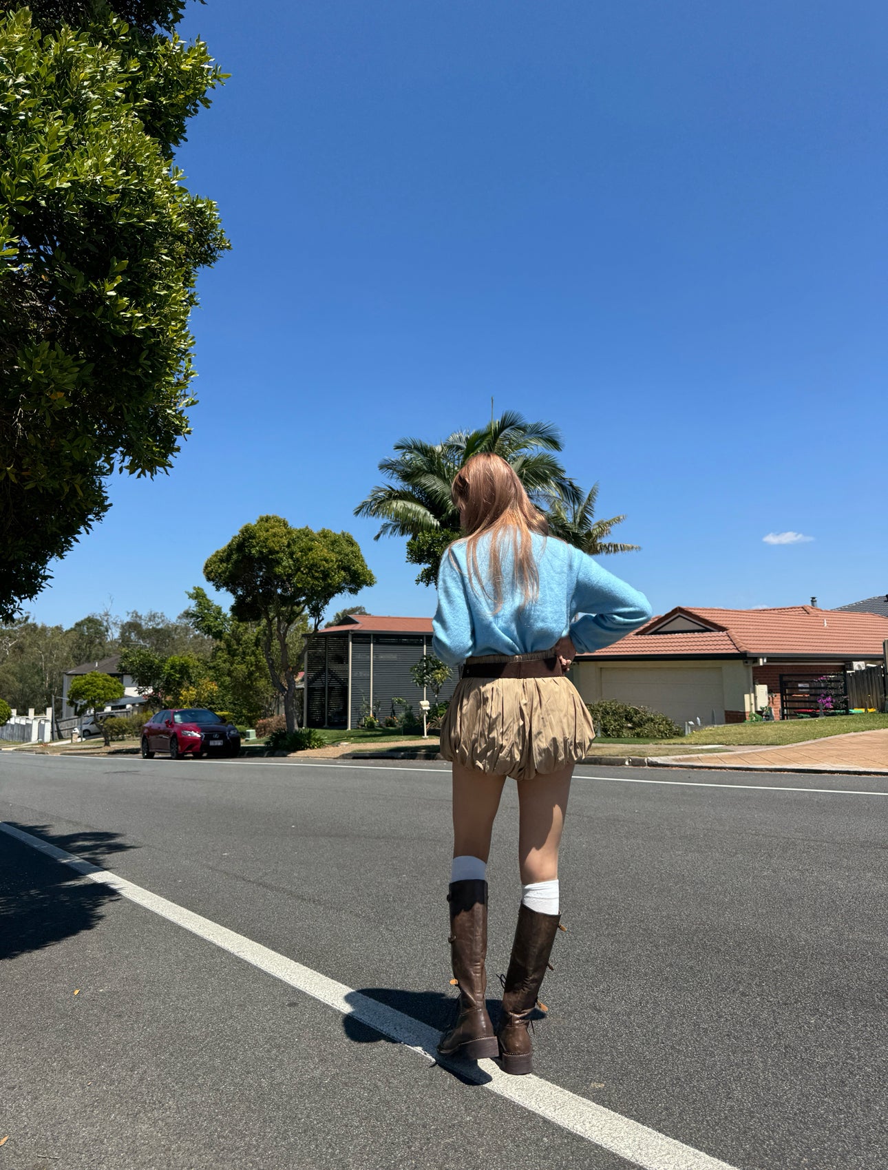 三間幼BELT長BOOT ( 啡/黑 )