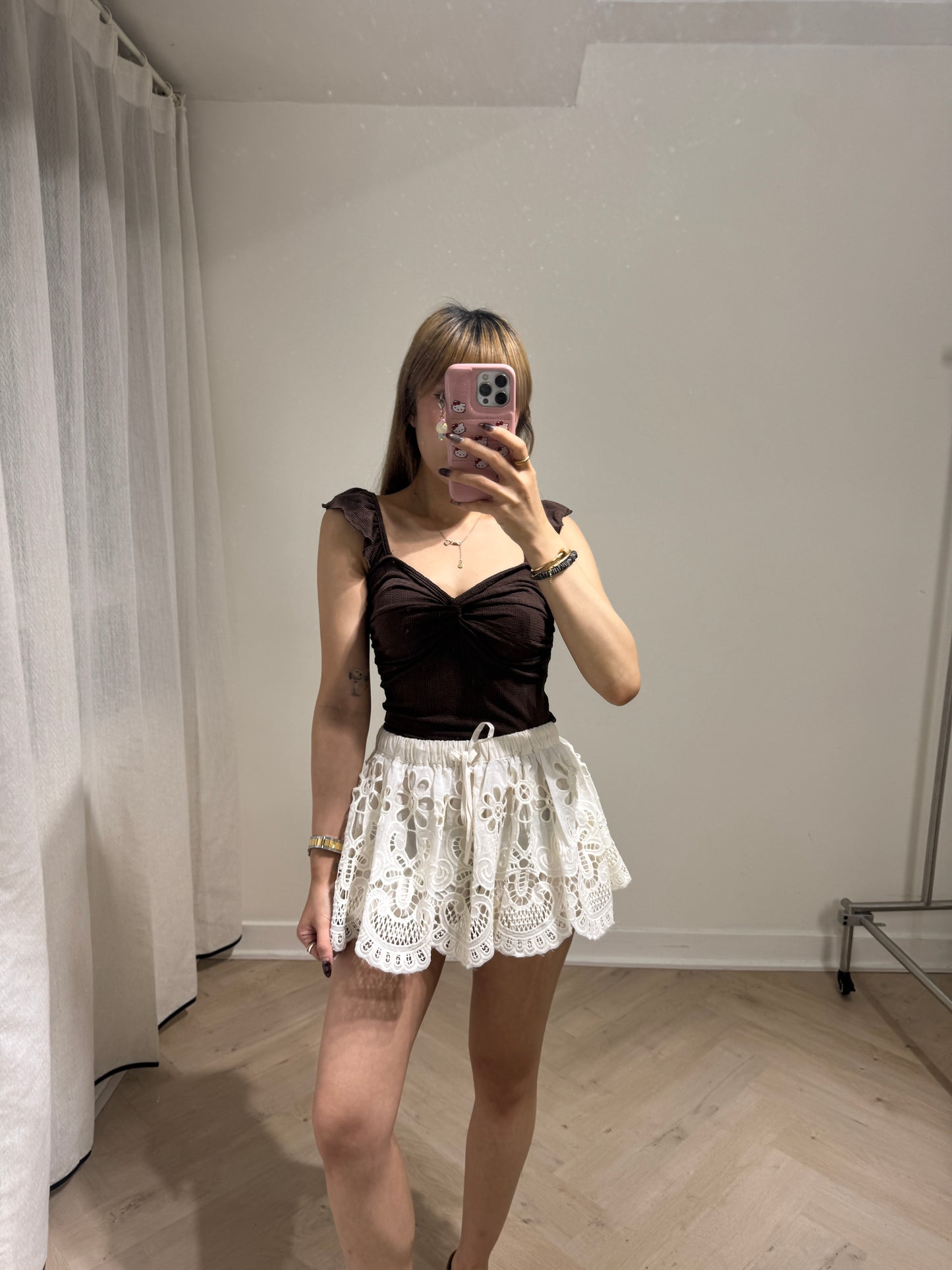 小通花RUFFLE兩著背心 ( 黑/啡/米白 )