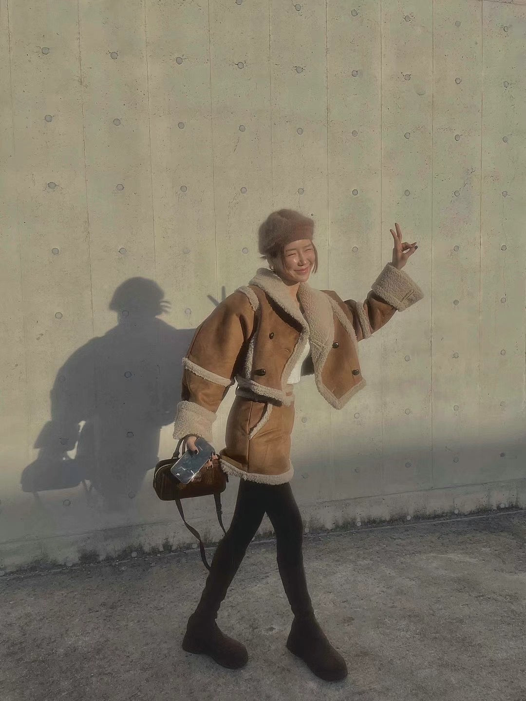 羊羔毛邊麂布短裙 S/M