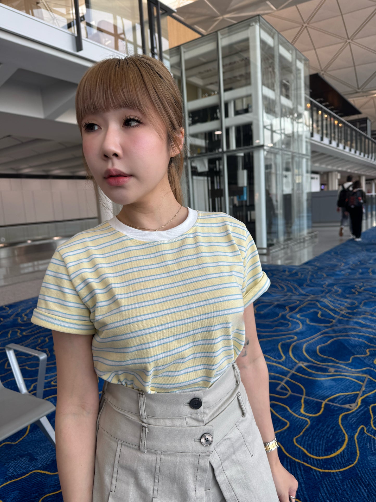 白邊間條TEE ( 寶藍/粉藍/粉/黃 )