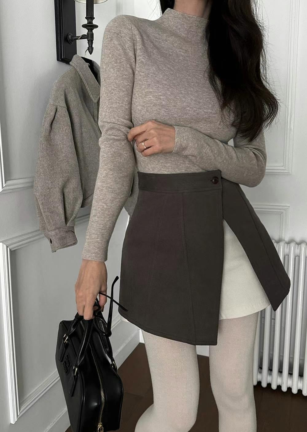 LAYER開叉腳裙褲 ( 深啡/黑 )