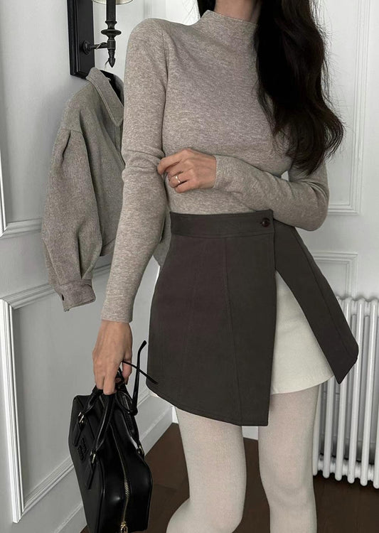 LAYER開叉腳裙褲 ( 深啡/黑 )