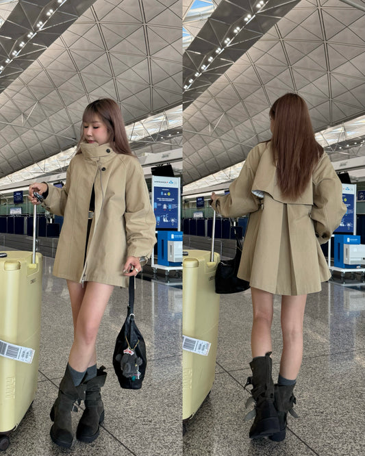 傘形企領乾濕褸款外套 ( 深/淺/黑 )