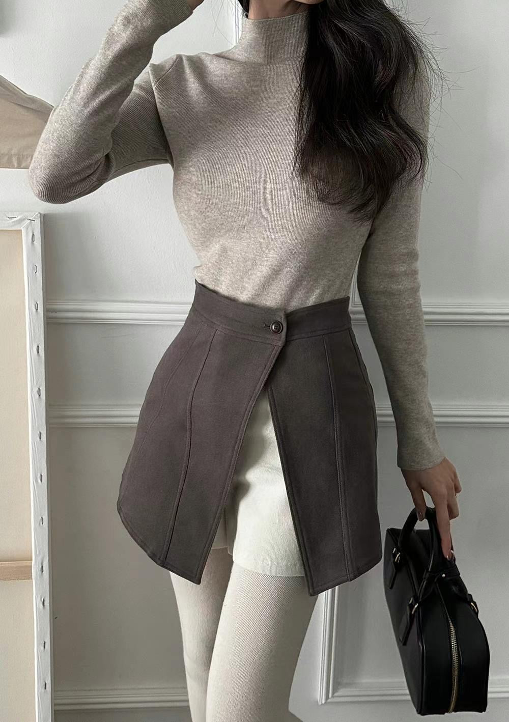 LAYER開叉腳裙褲 ( 深啡/黑 )