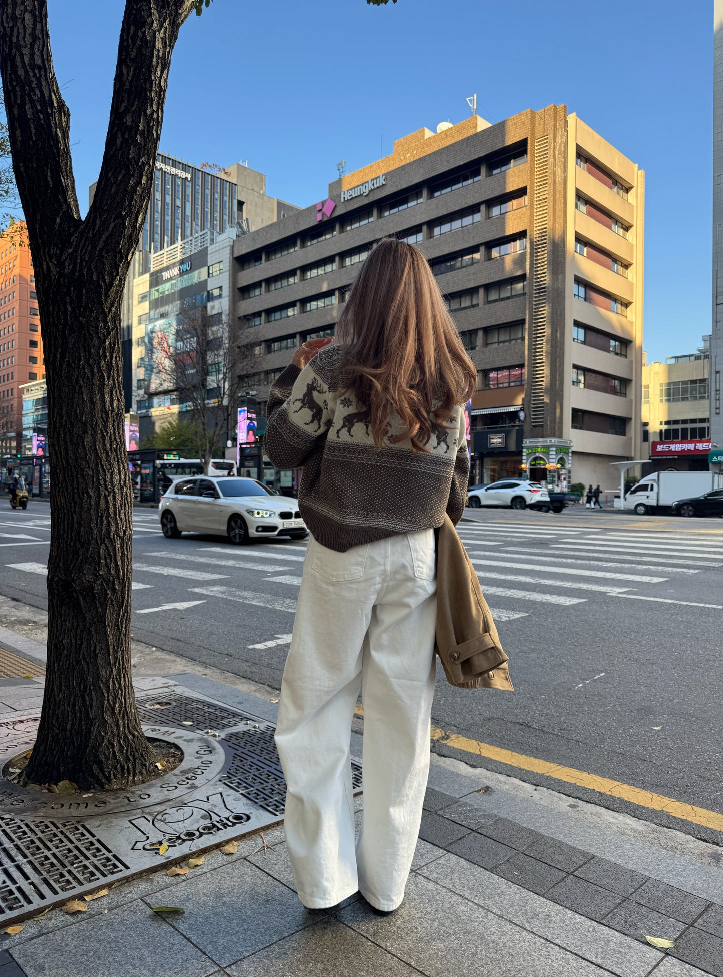 車線彎刀牛仔褲 ( 白/杏/淡綠 )