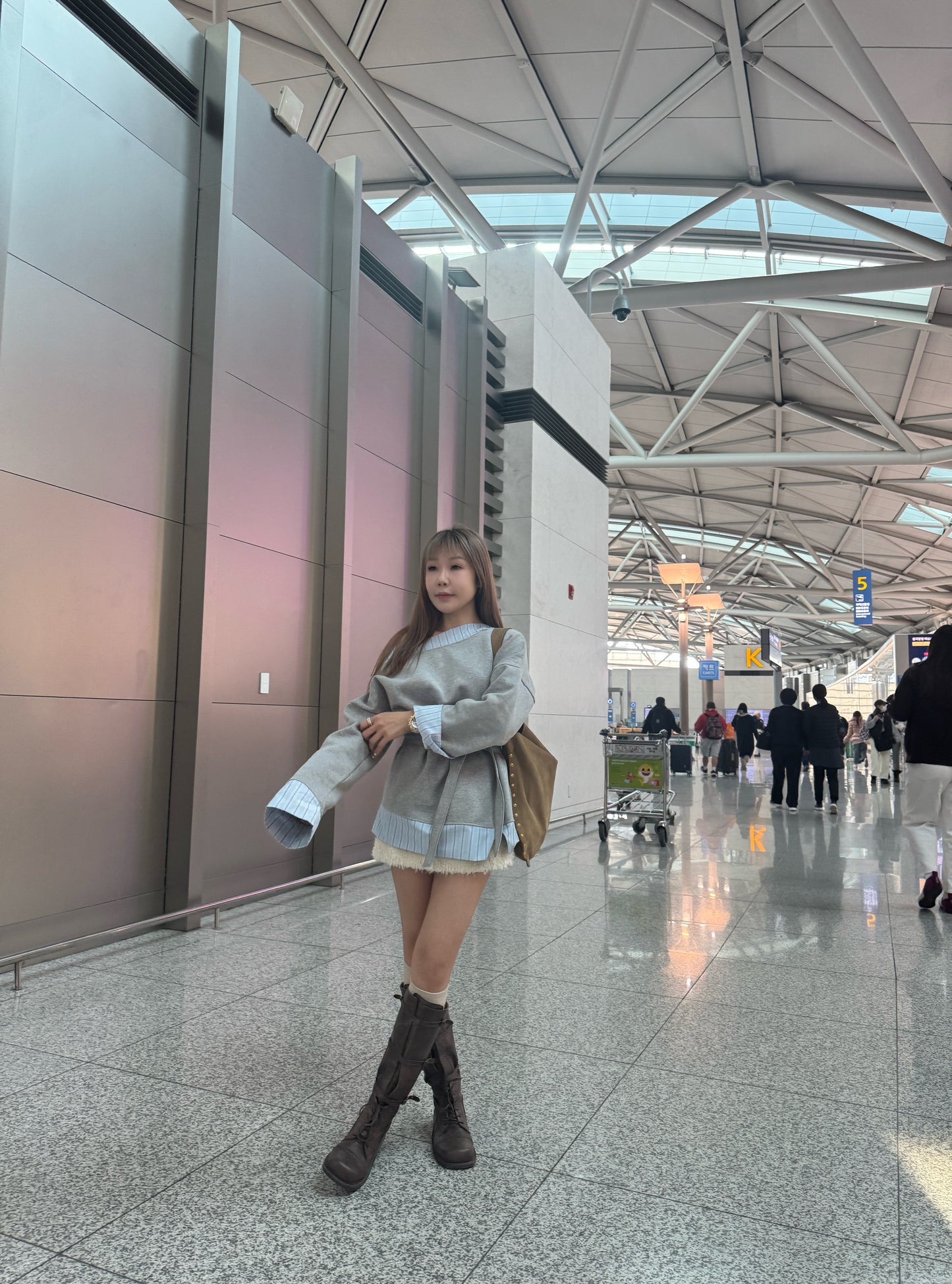 併恤衫邊綁帶衛衣 ( 黑/灰 )