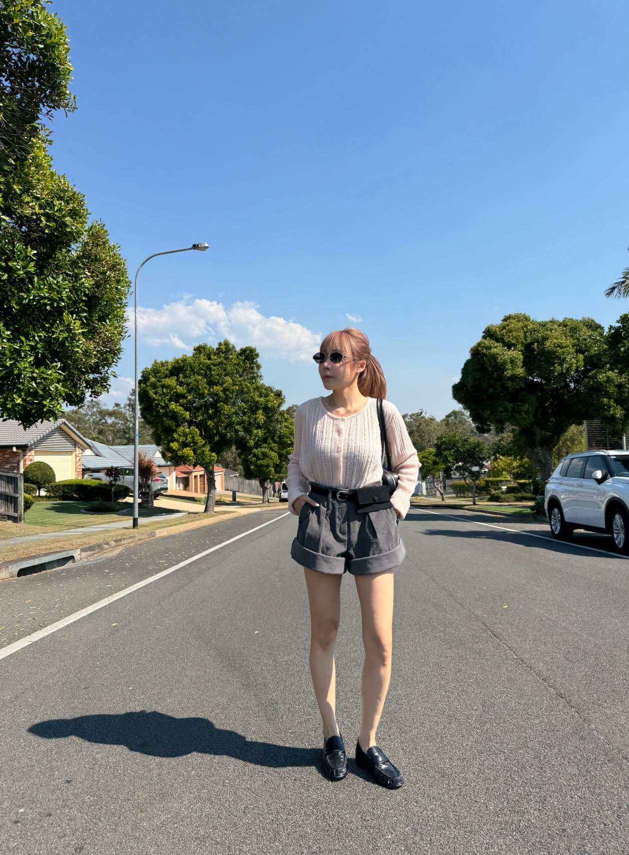 燈芯絨可反摺短褲 ( 米杏/深灰 )