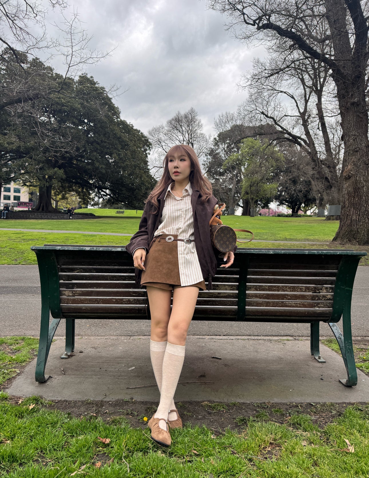 銀盾牌真皮牛麂繩腰帶 (啡/黑 )