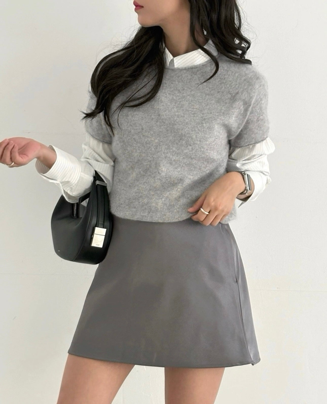 羊毛親膚短袖線上衣 ( 灰/白/粉/黃/藍 )