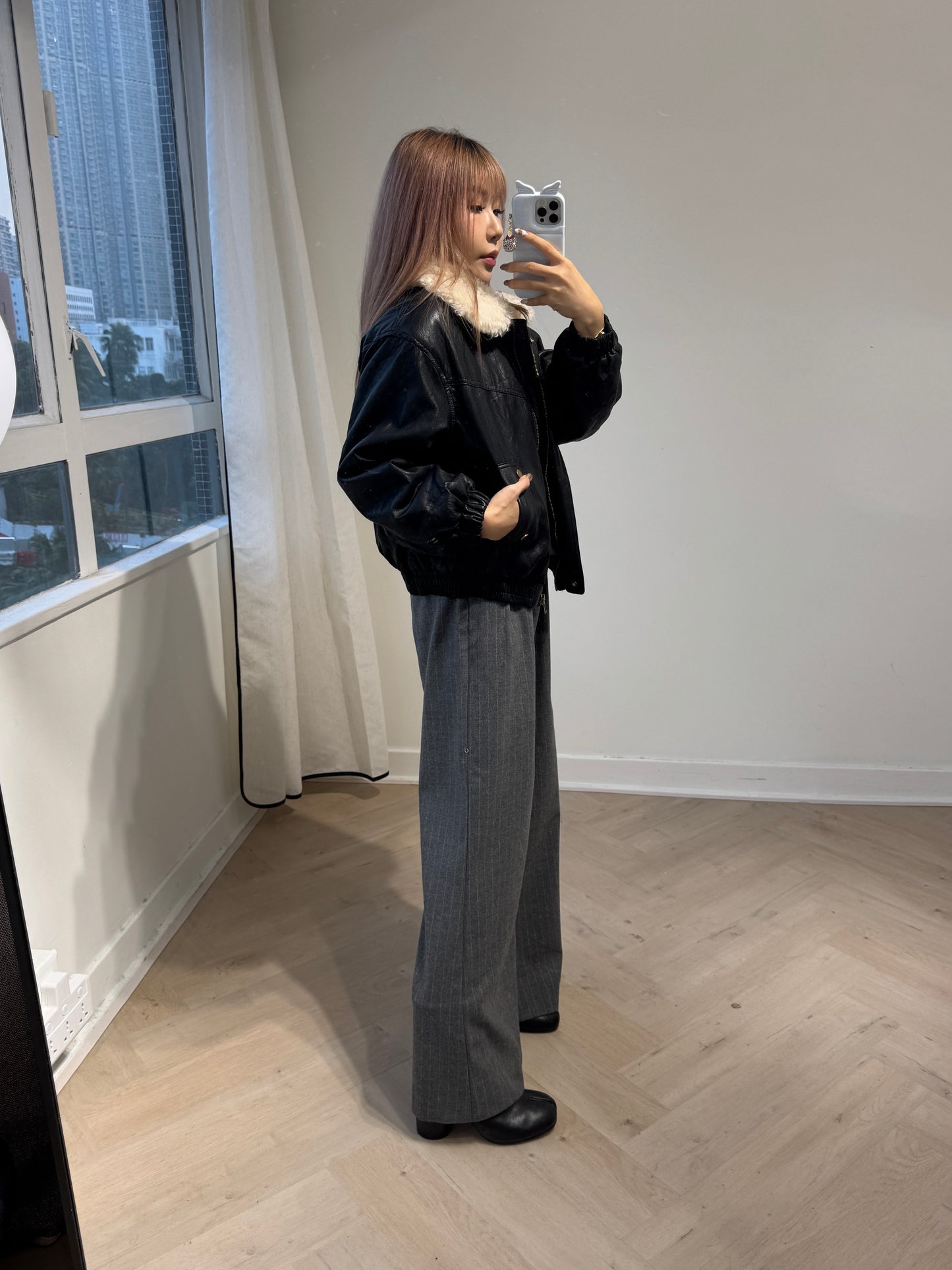 毛領仿皮外套 ( 米/黑/深啡 )