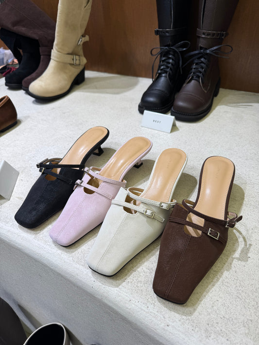 幼方頭磨砂皮涼拖踭仔鞋