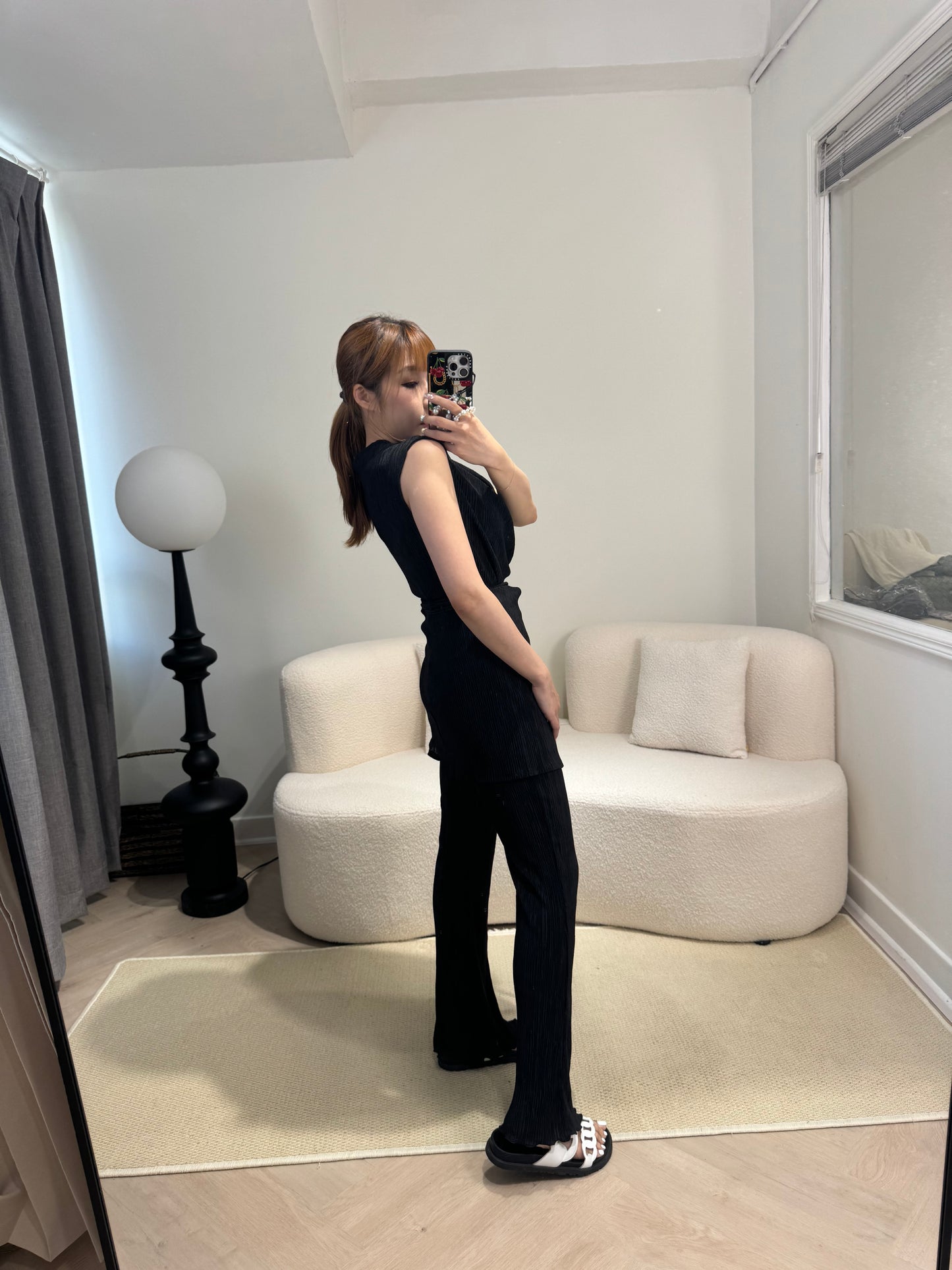 直樹紋背心+長褲套裝 ( 黑/米/啡/灰 )