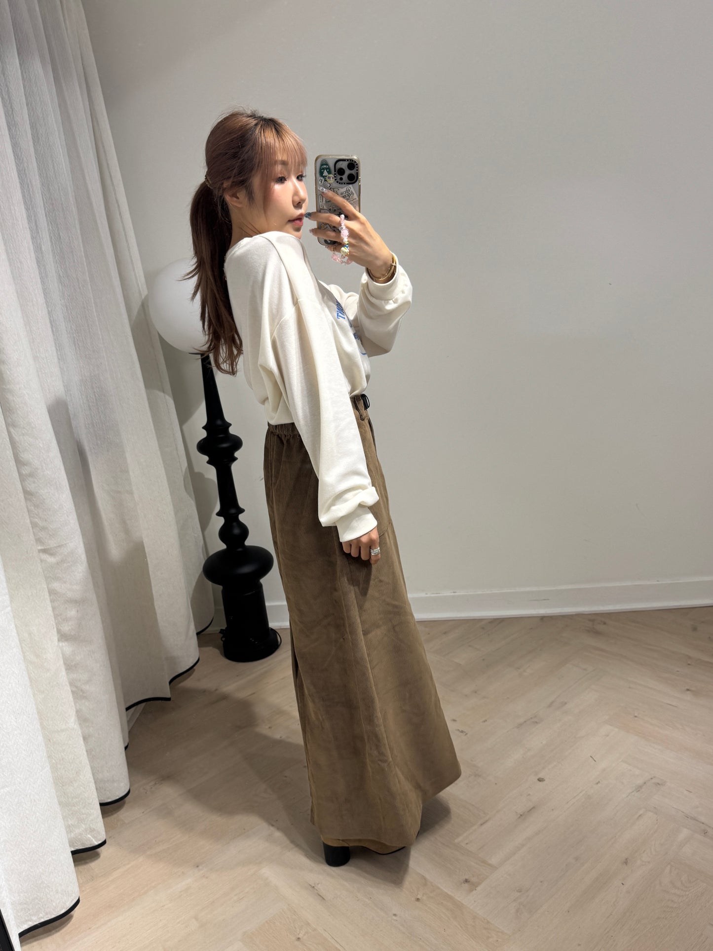 黑BELT口袋燈芯絨直裙 ( 深藍/啡 )