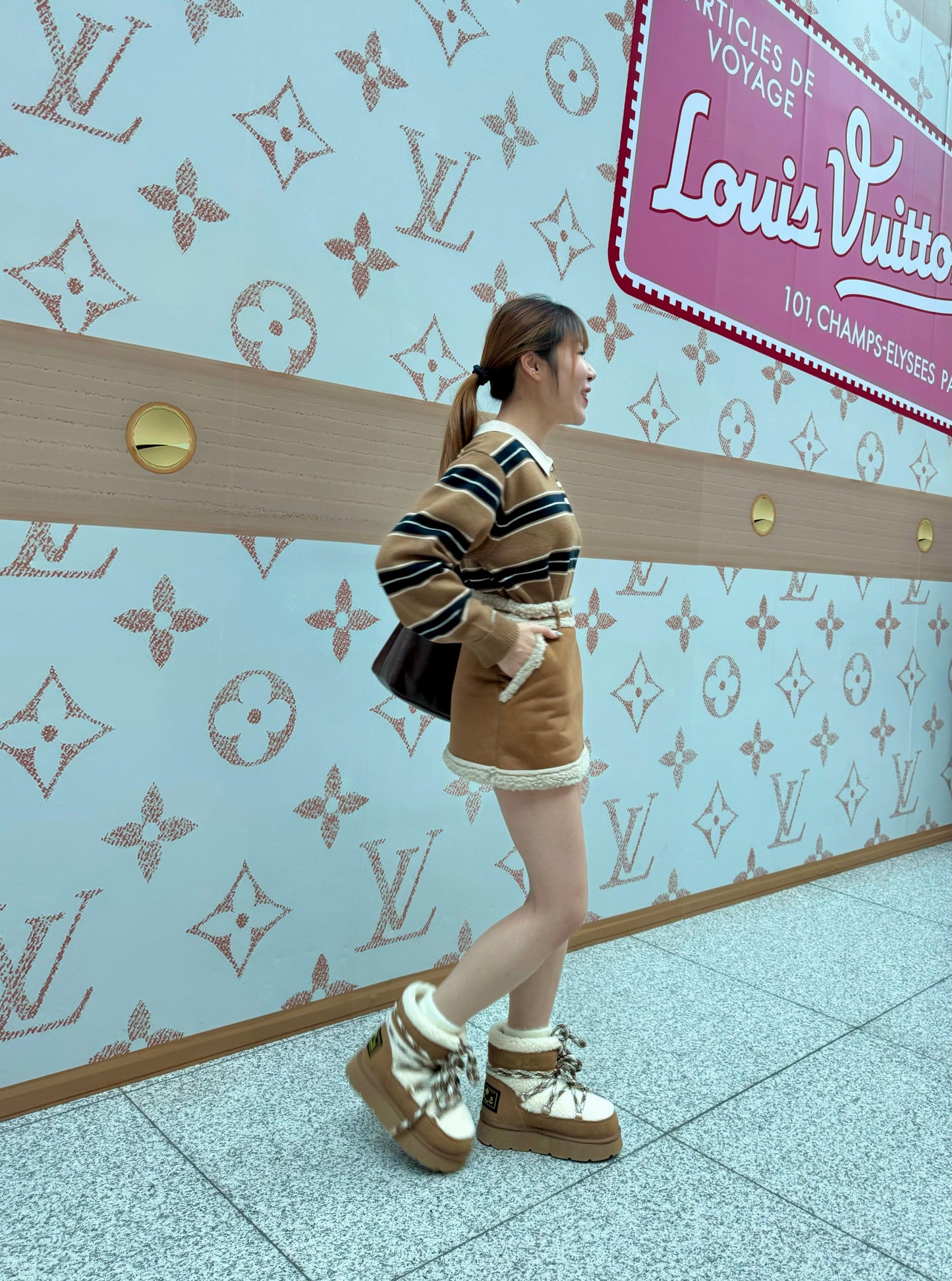 羊羔毛邊麂布短裙 S/M