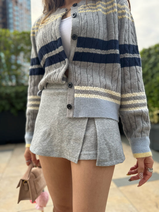 棉質開叉裙褲 ( 灰/黑 )