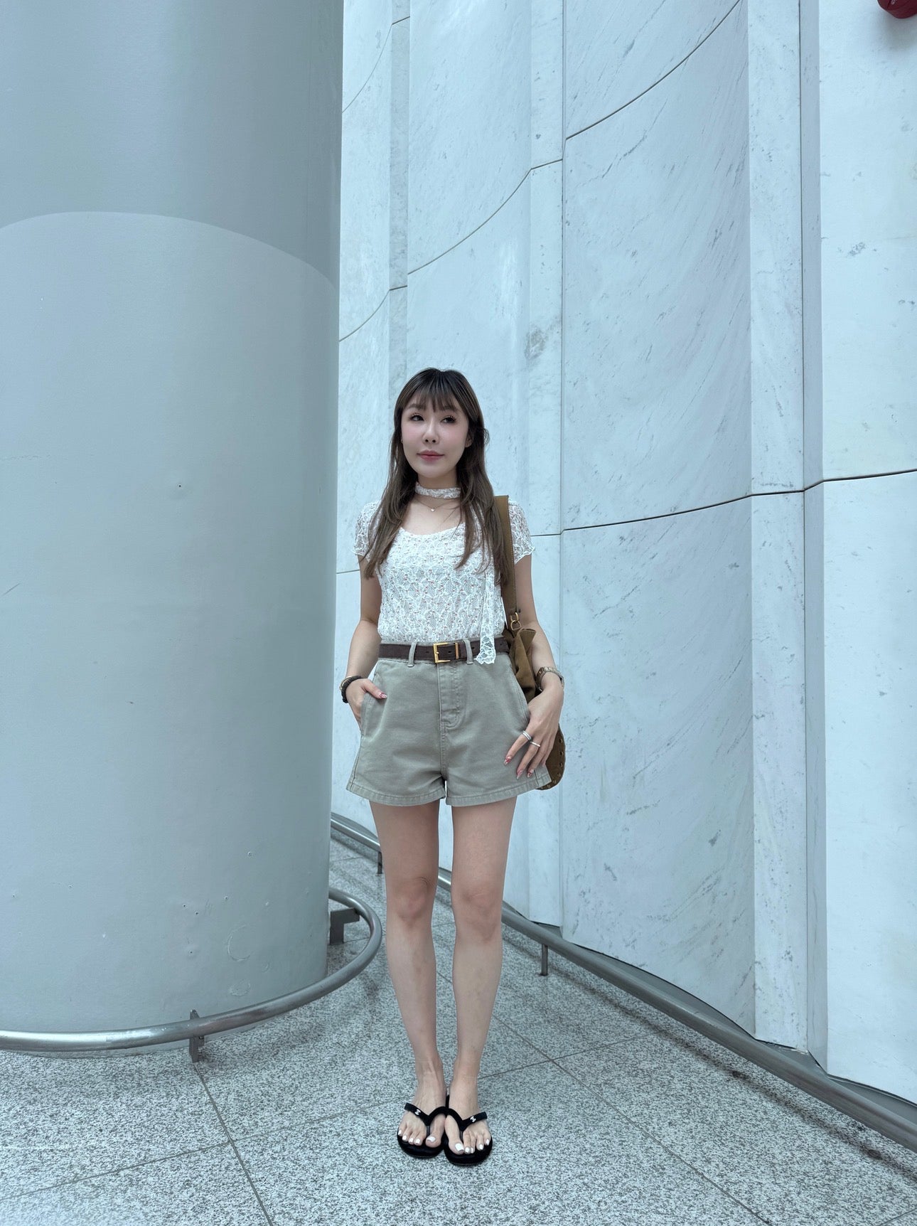 軟身傘形牛仔短褲 ( 白/藍/杏綠 )