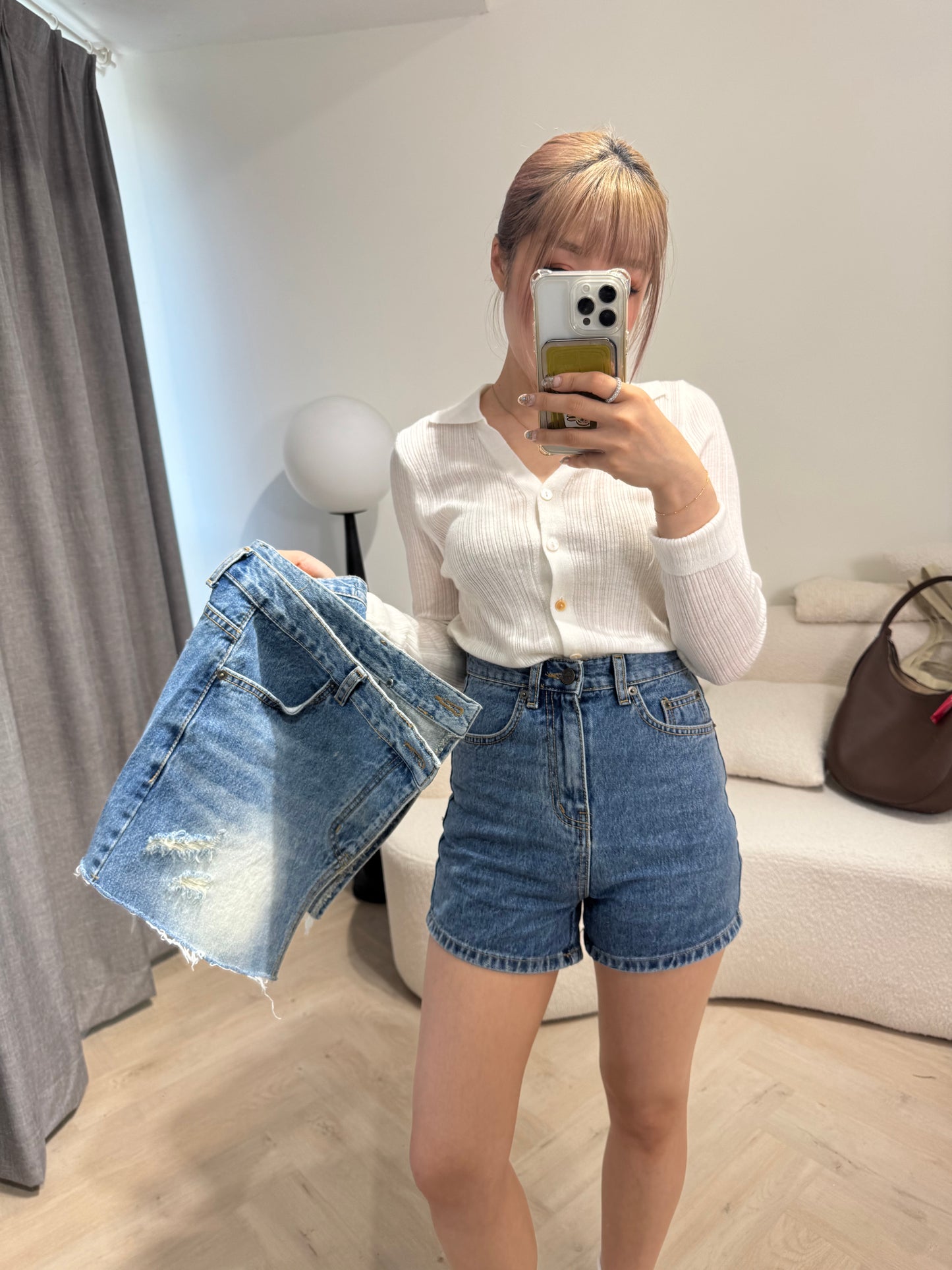 開叉圍牛仔裙褲套裝 ( S/M/L )