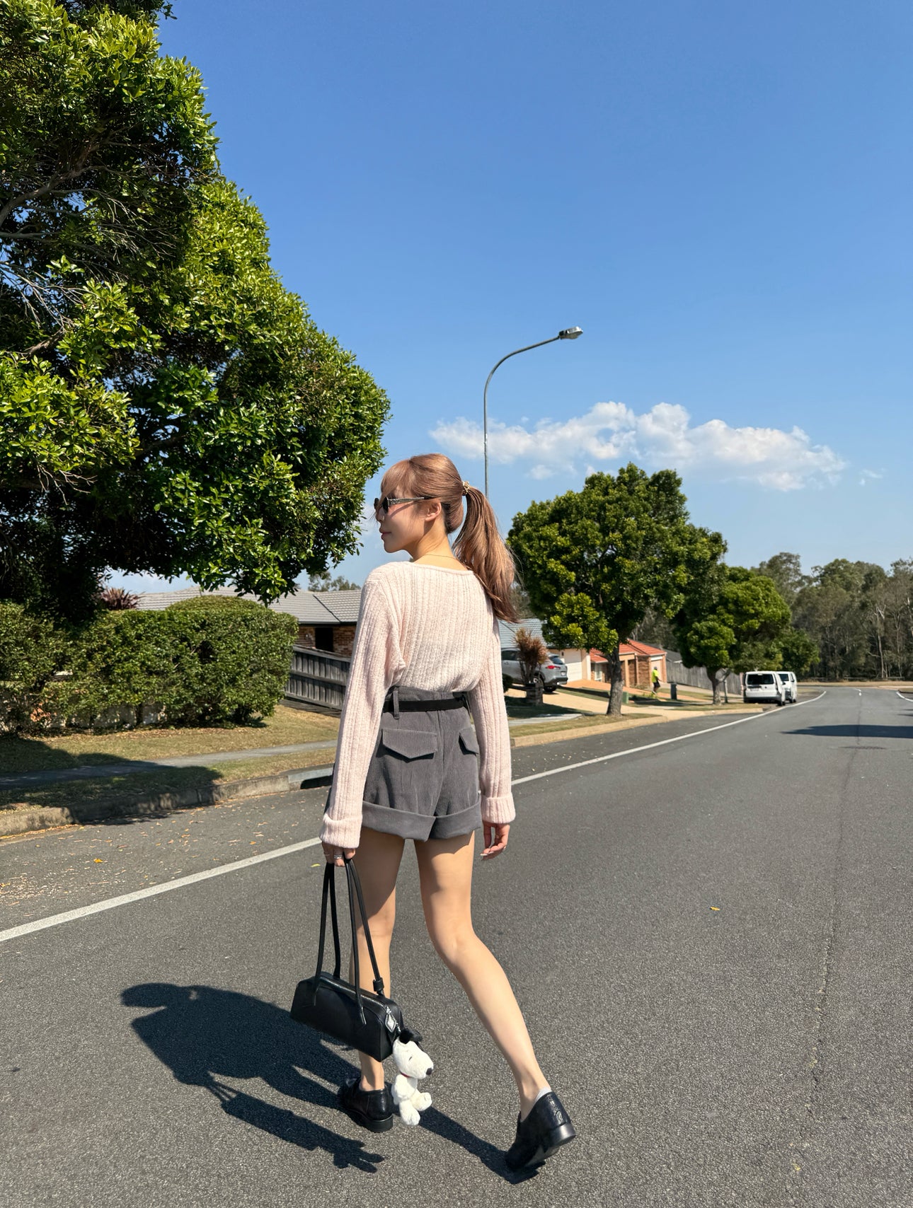 燈芯絨可反摺短褲 ( 米杏/深灰 )