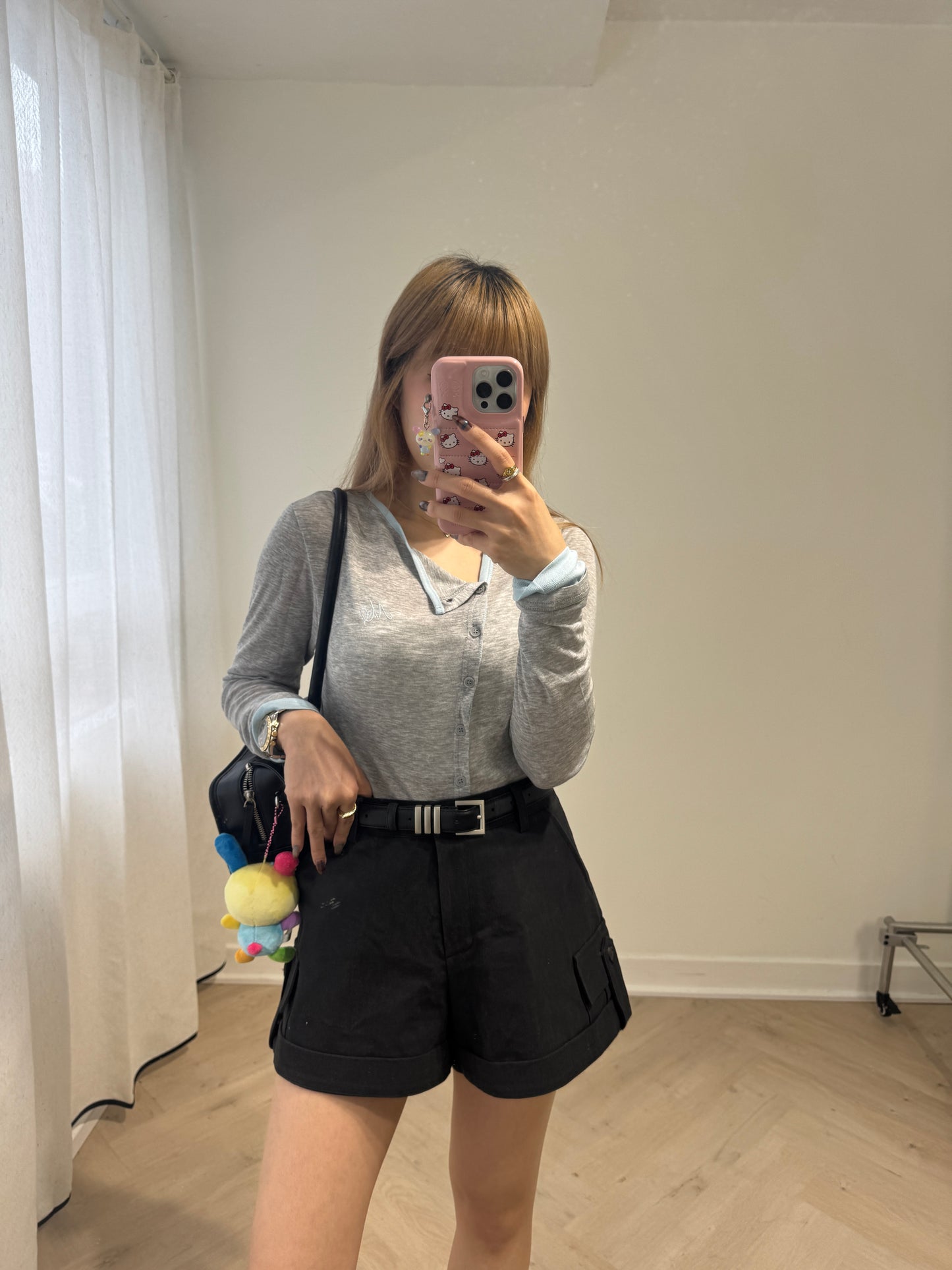 併邊斜鈕薄外套 ( 深灰/寶藍/灰 )