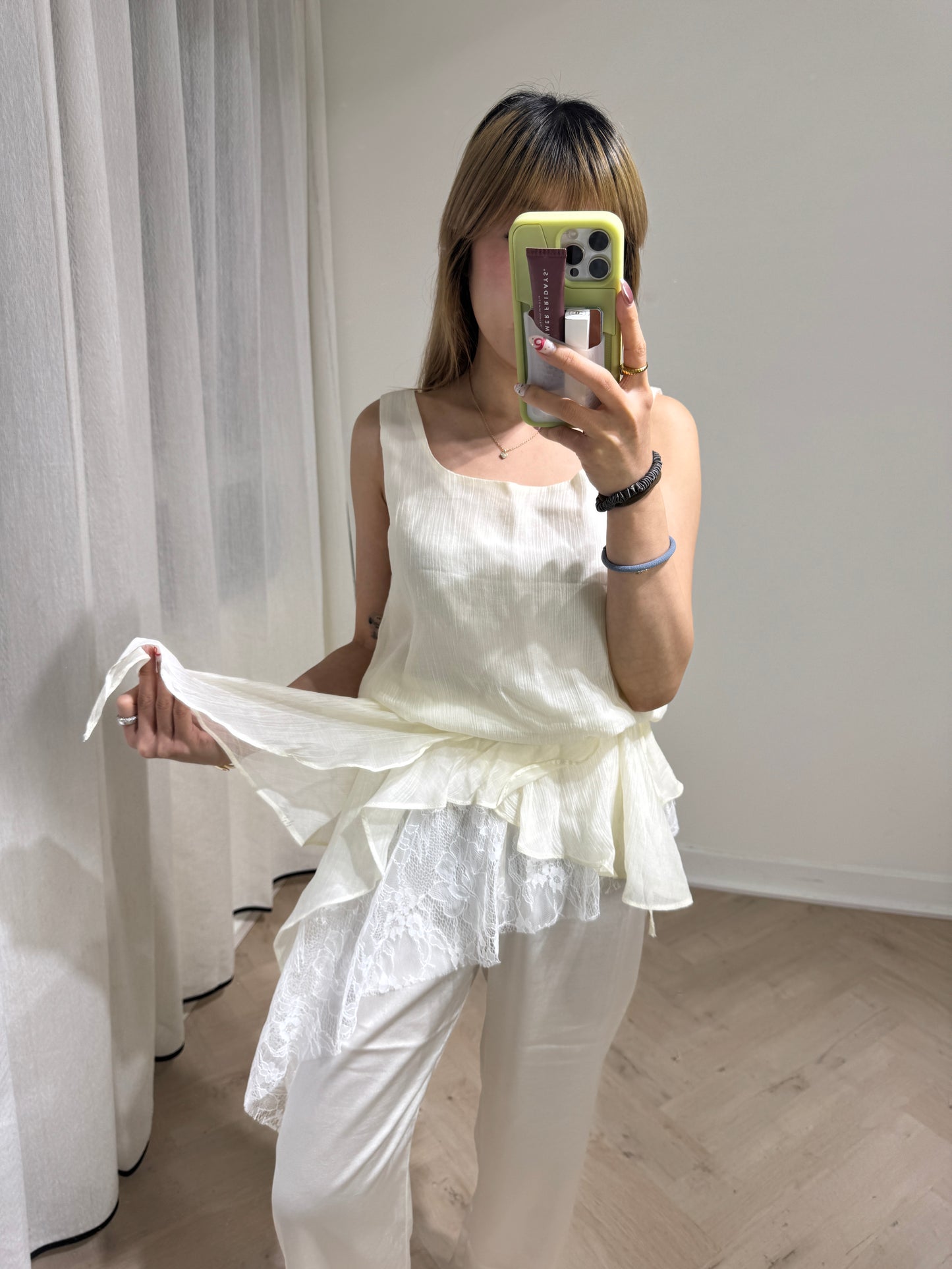 層次RUFFLE LACE修腰背心 ( 米/黃/啡 )