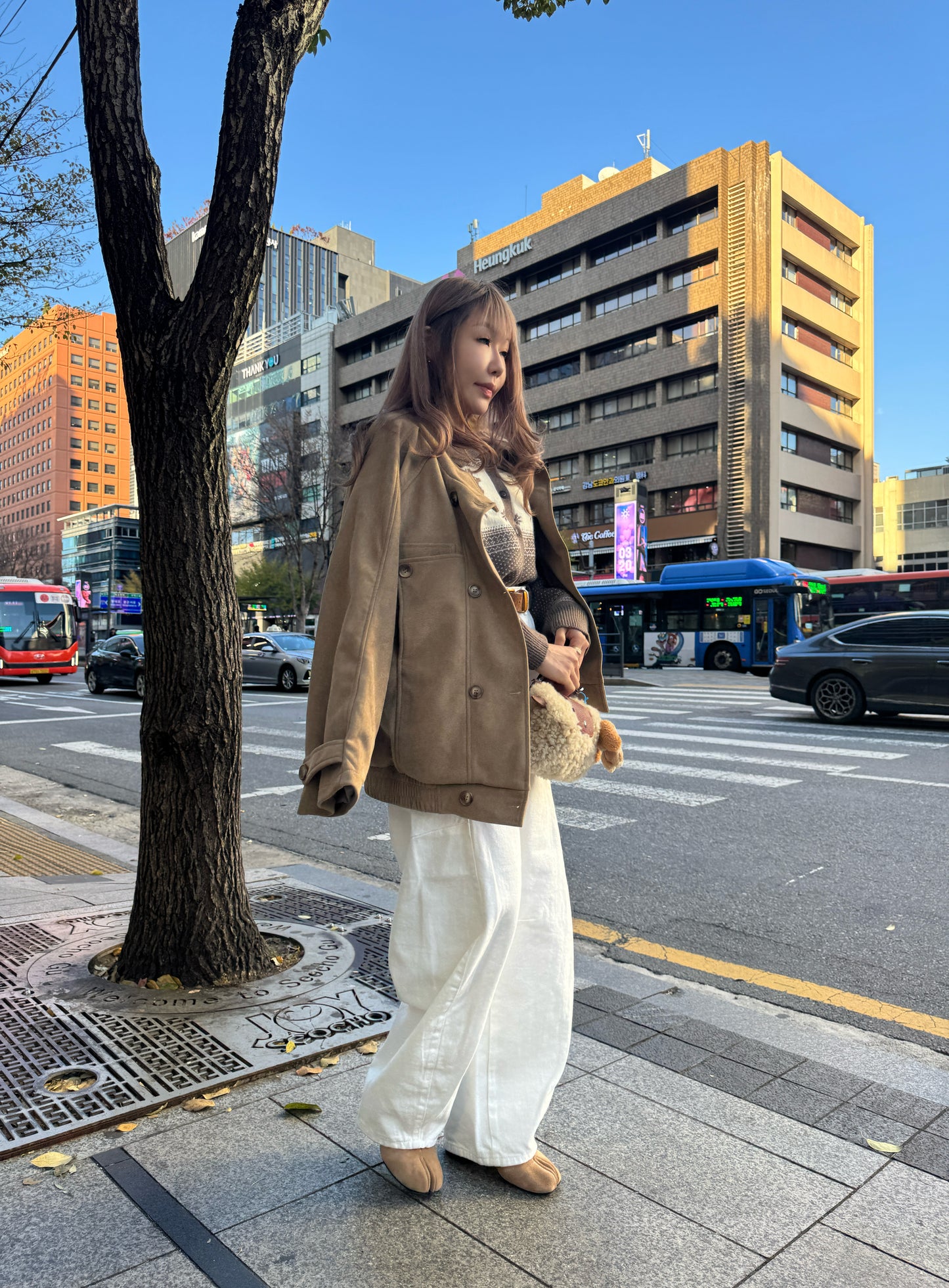 車線彎刀牛仔褲 ( 白/杏/淡綠 )