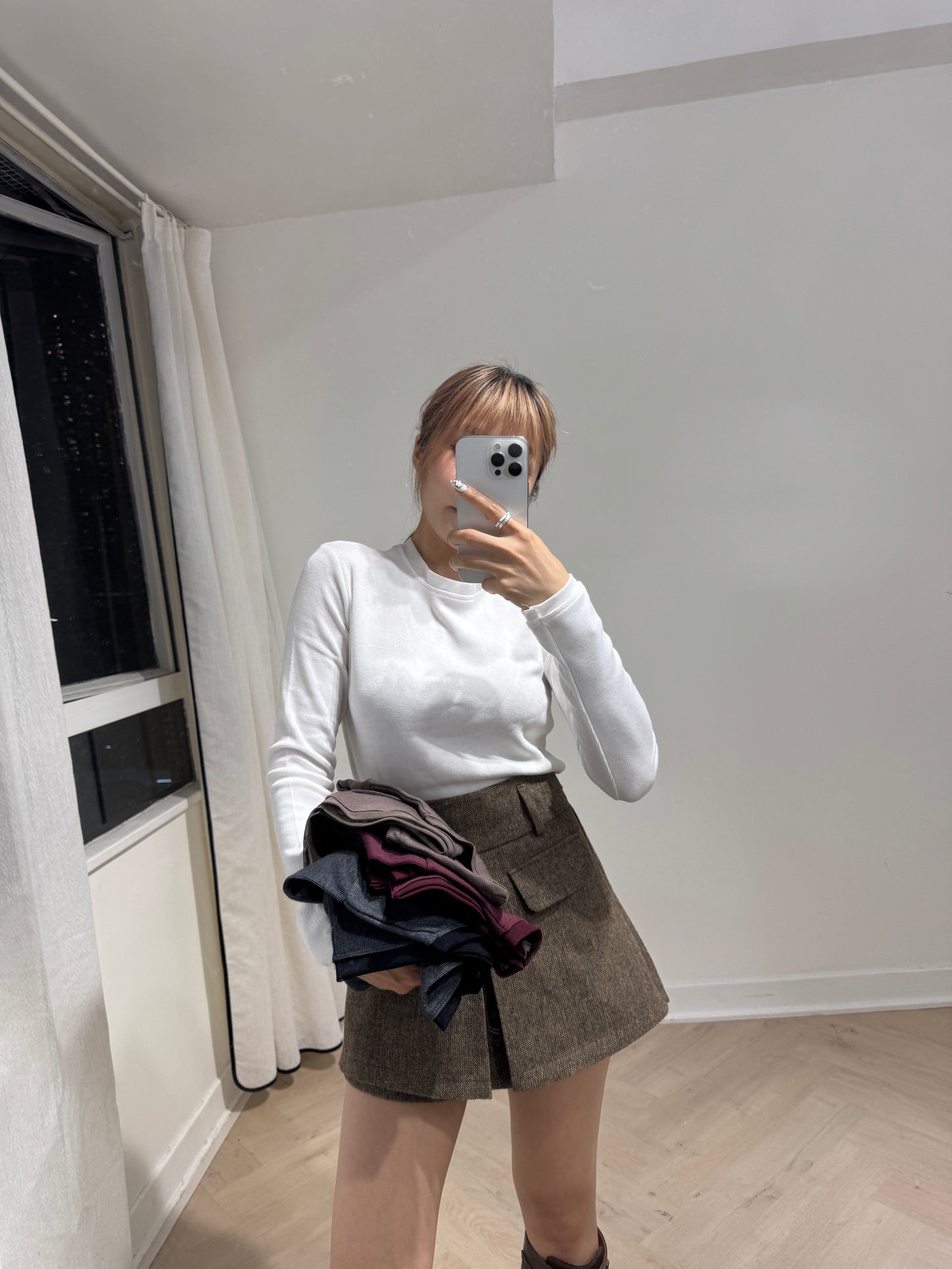 網網邊純綿打底上衣 ( 白/啡/酒紅/深灰 )