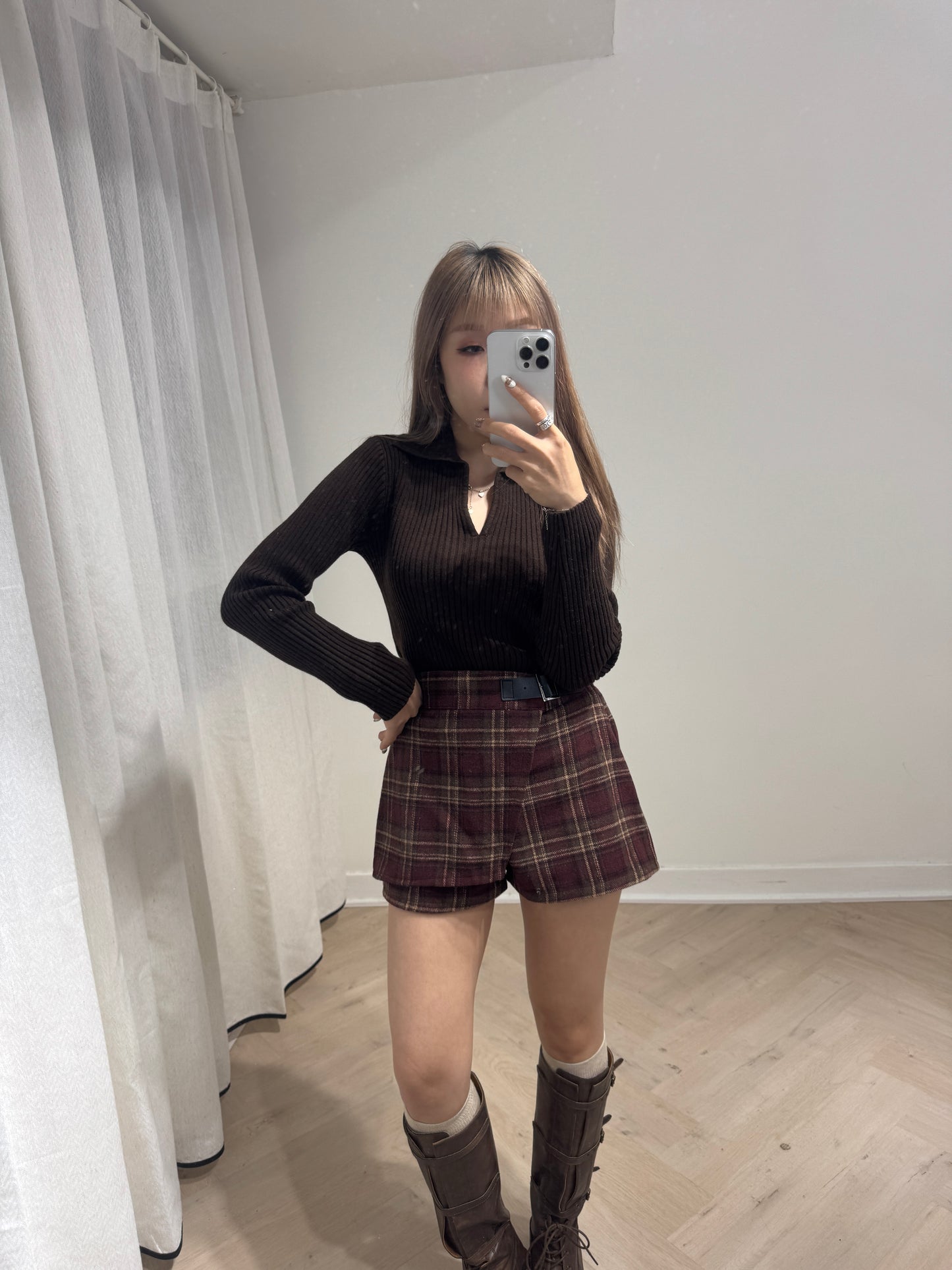 暗直紋POLO上衣 ( 米杏/深啡/深灰 )