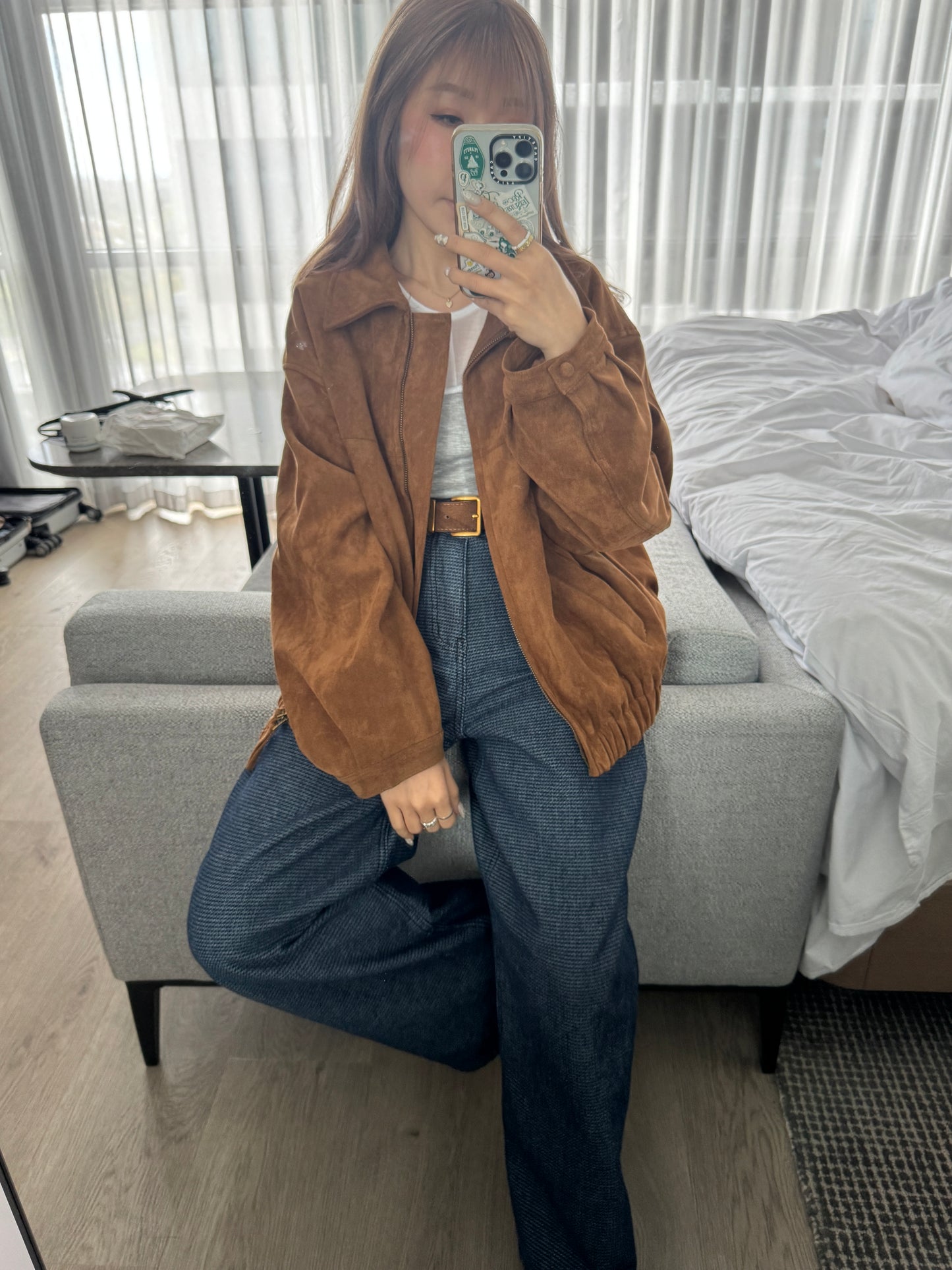 壓花紋深藍長牛仔褲 ( S/M/L )