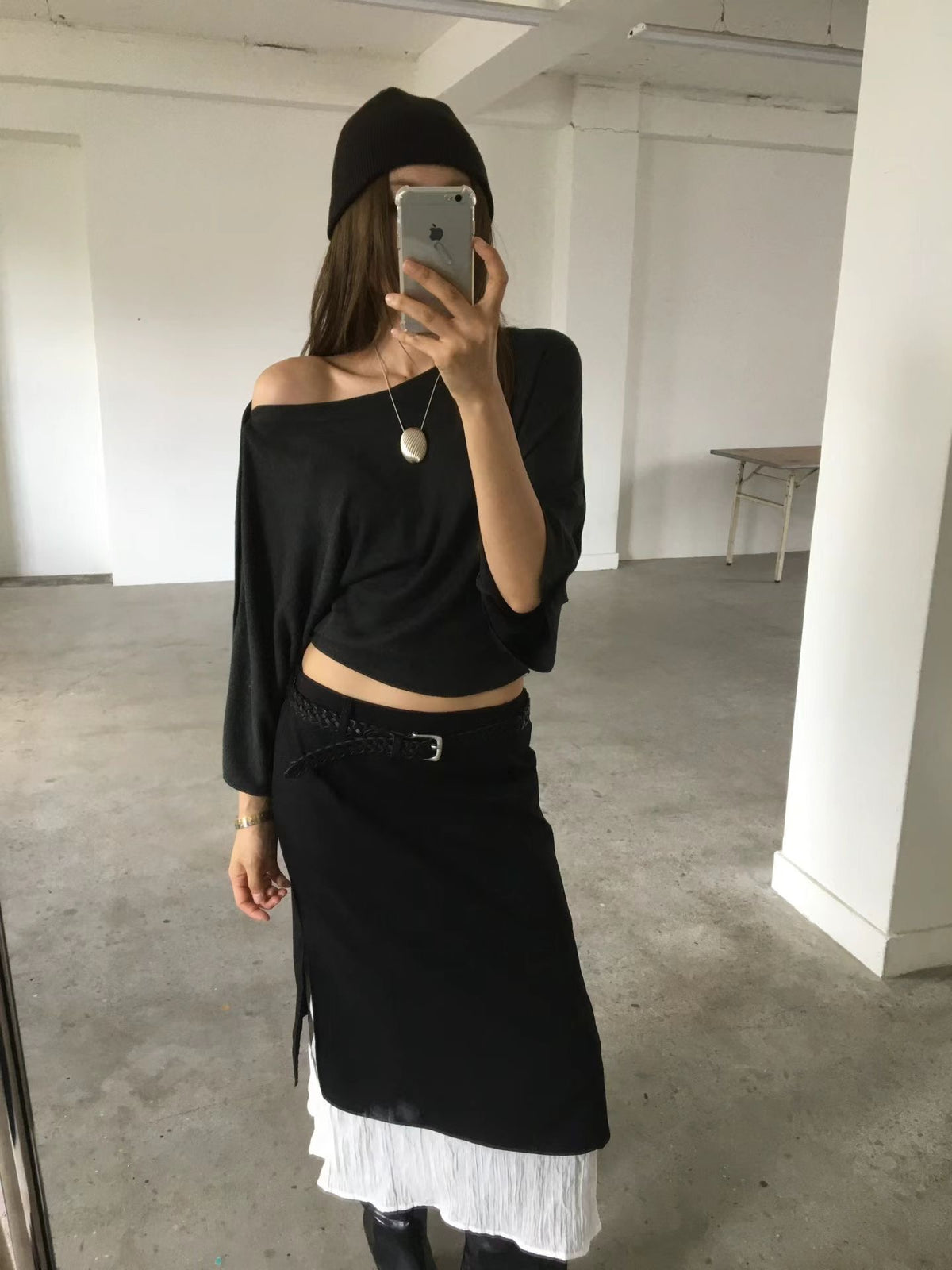 鈕扣闊袖上衣 ( 黑/白/深灰 )